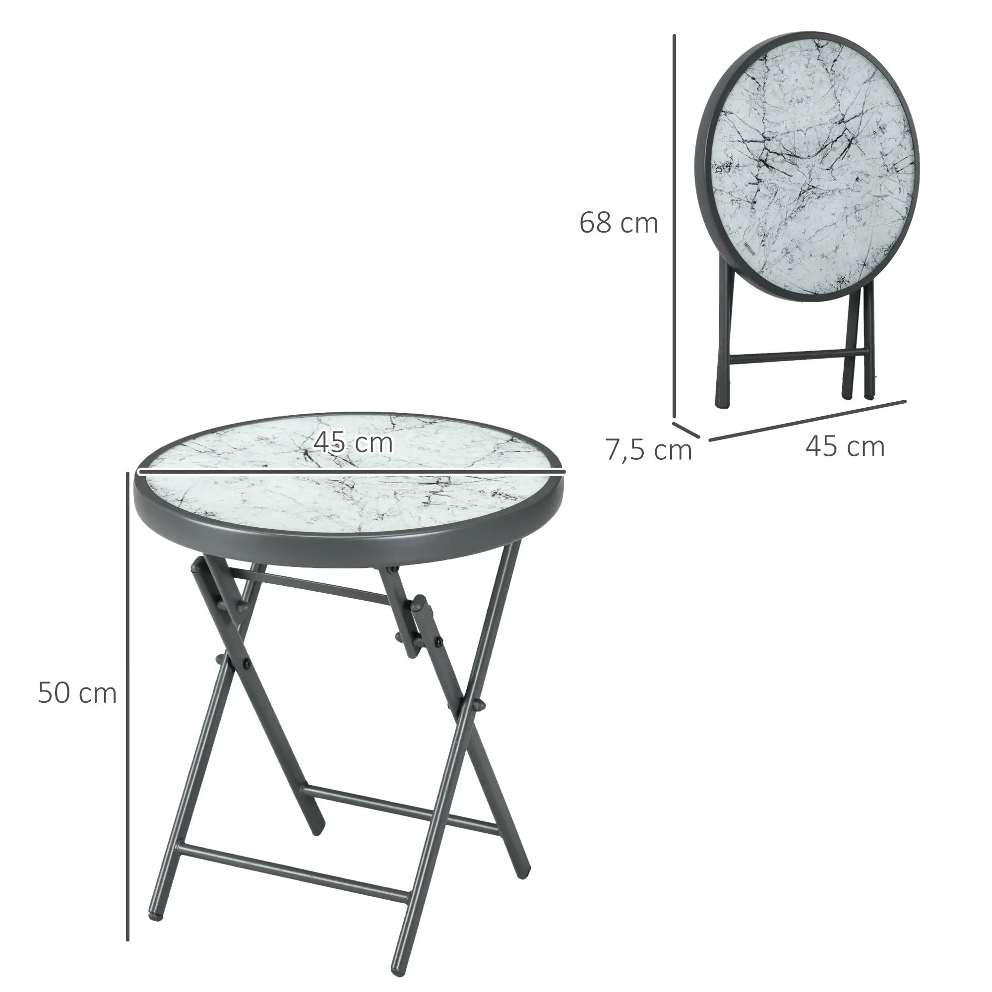 Outsunny Gartentisch klappbar Outdoor Beistelltisch weiß
