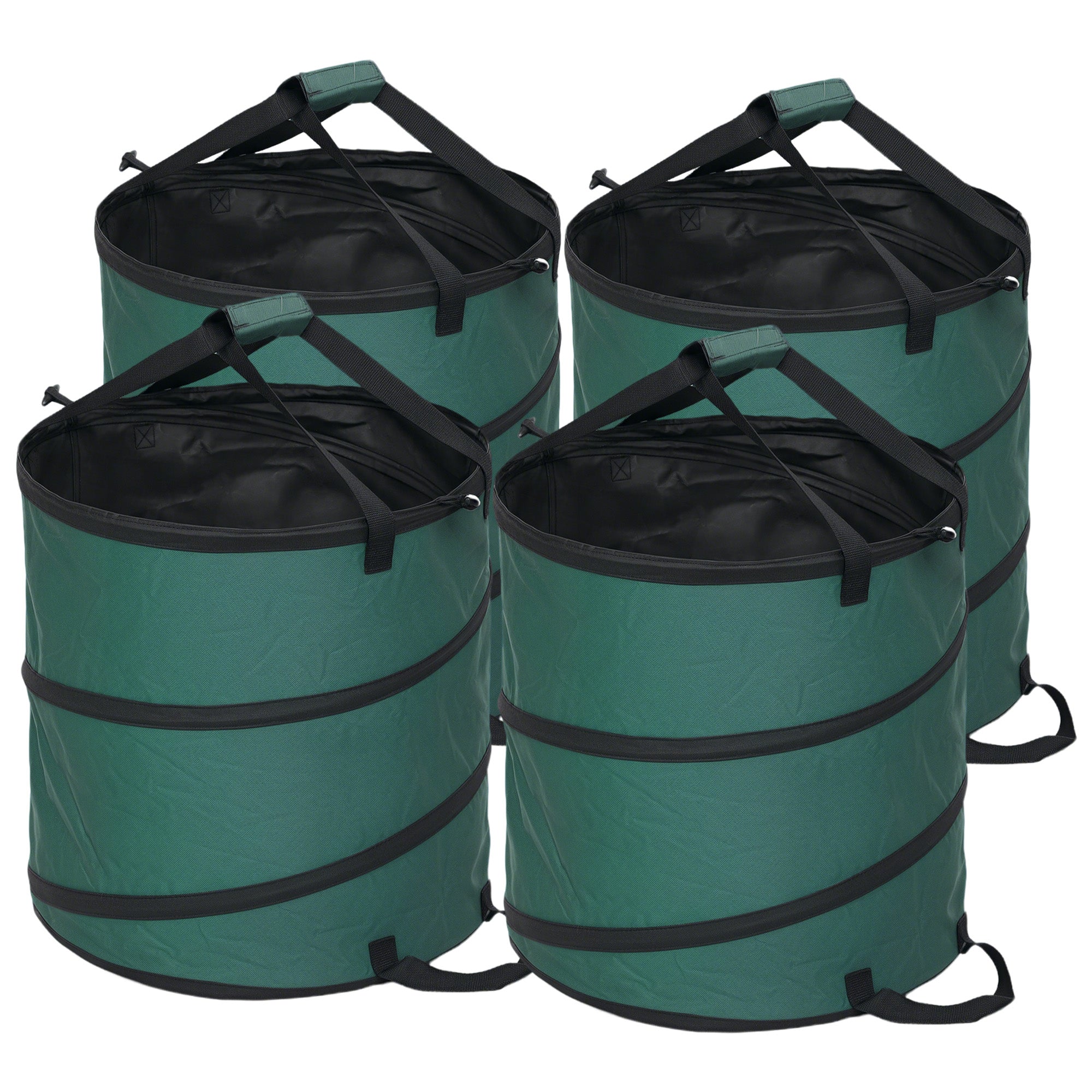 Outsunny Gartensack 4x86L wasserdicht Gartenabfallsack mit Trageschlaufen Griffe, stabil robust Laubsack Grün