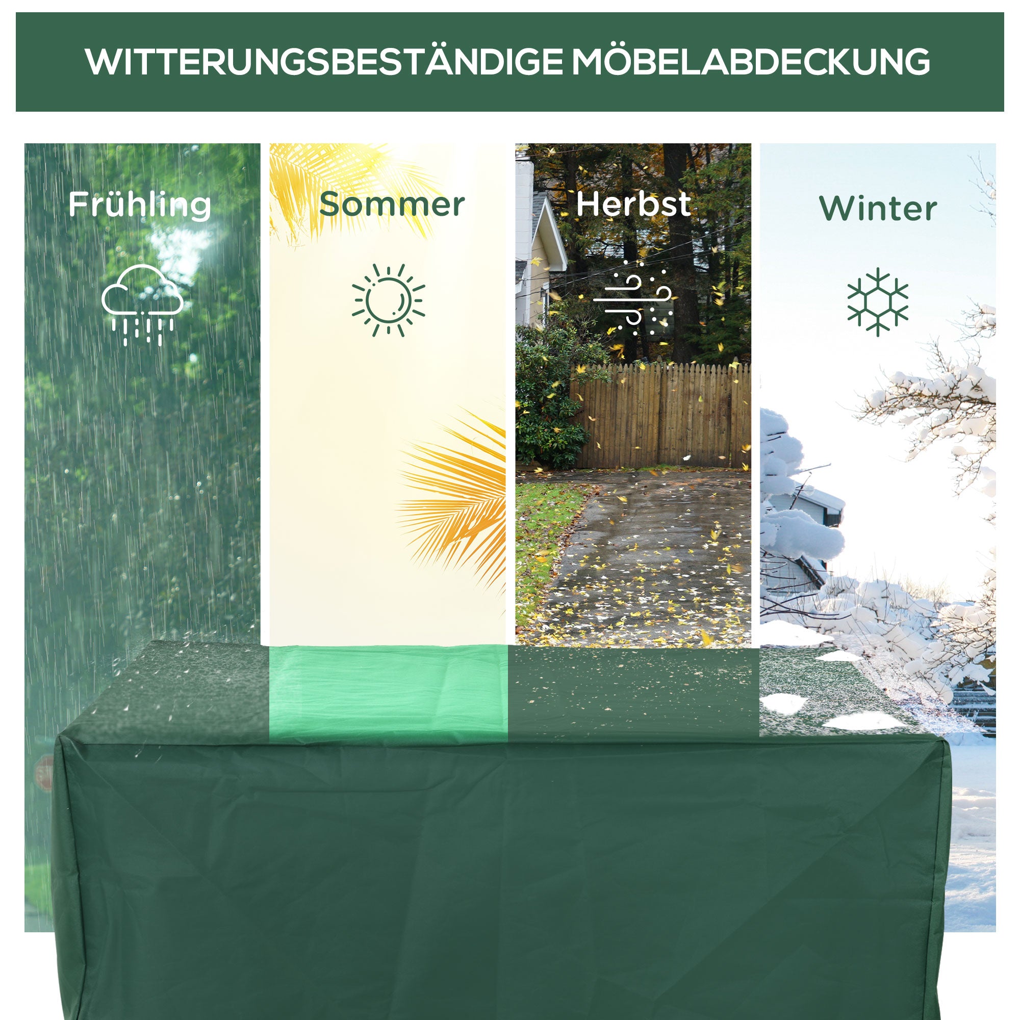 Outsunny Schutzhülle Abdeckung Abdeckhaube für Gartenmöbel 600D-Oxford Grün 135 x 135 x 75 cm