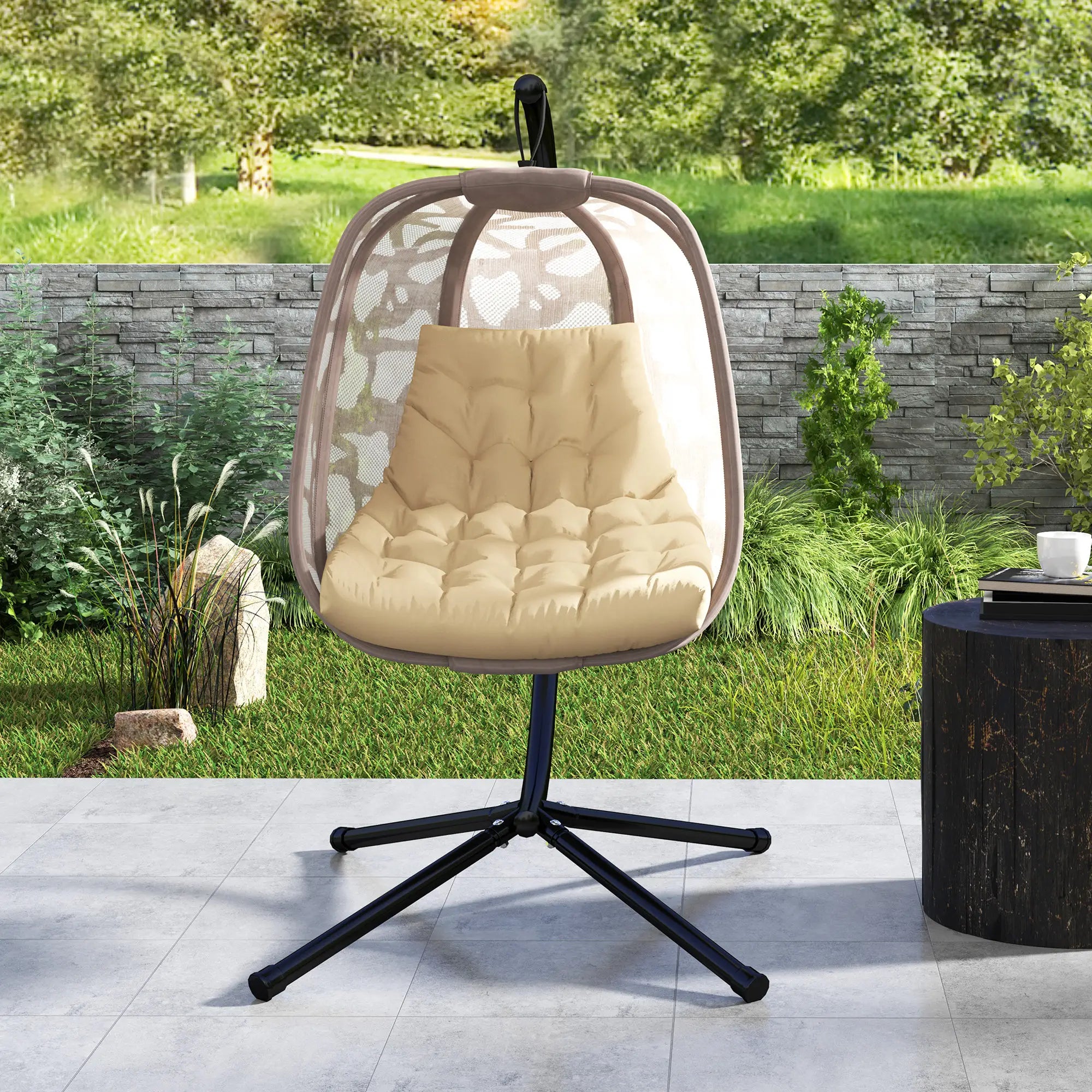 Outsunny Sitzkissen, Außensitzkissen für Hängekorb und Schaukelstühle, Outdoor-Polsterkissen, Beige