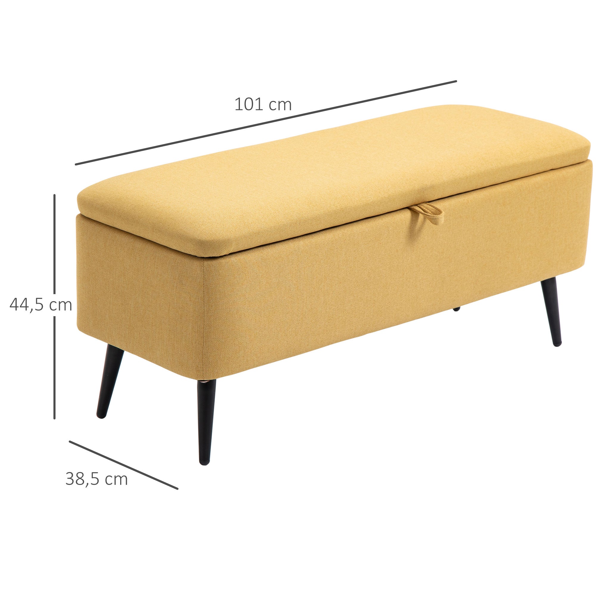 HOMCOM Sitzbank, Sitztruhe, Polsterbank, Leinenoptik, bis 150kg, 101x38,5x44,5 cm, Gelb