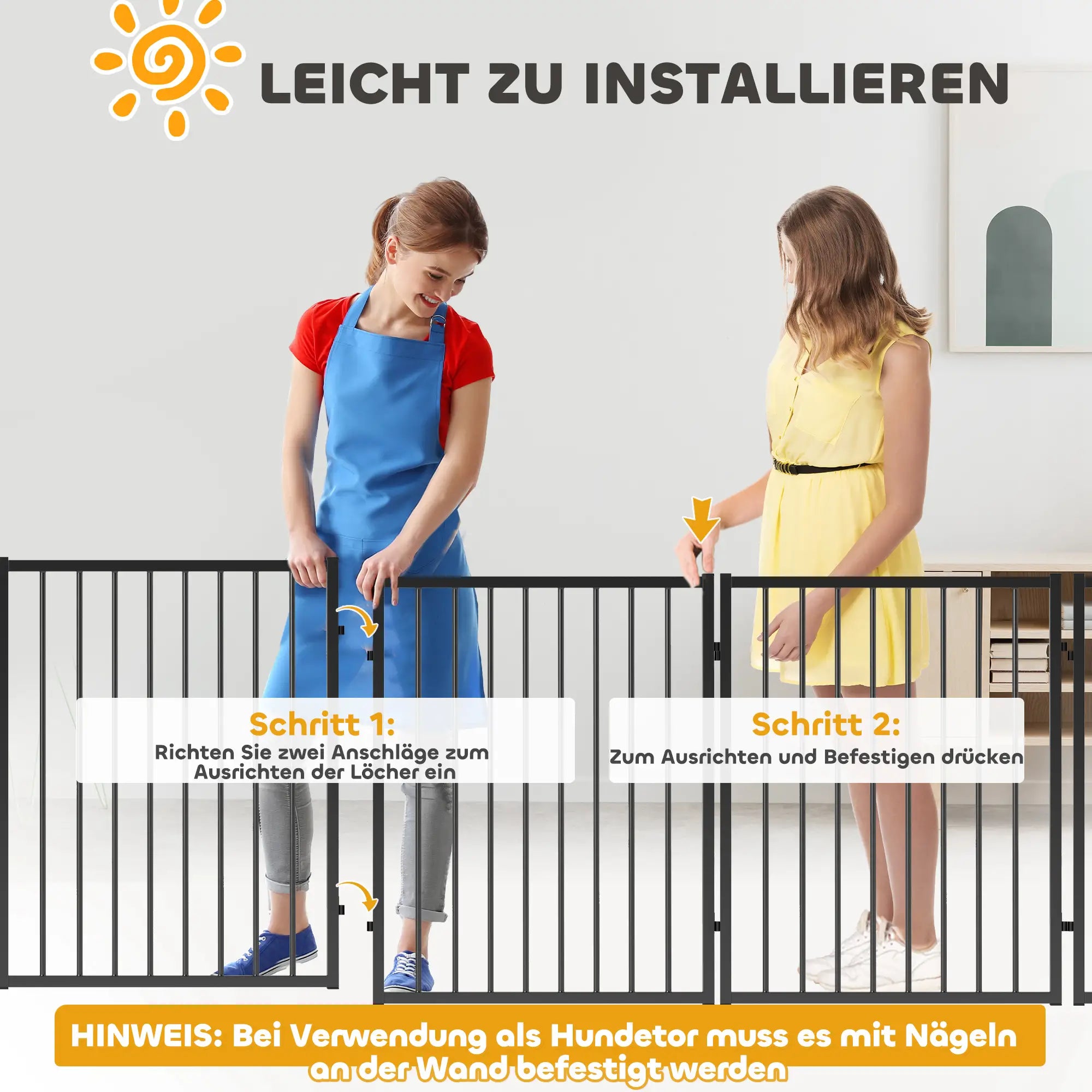 PawHut Welpenauslauf 76?cm 8-teilig mit Tür Schwarz