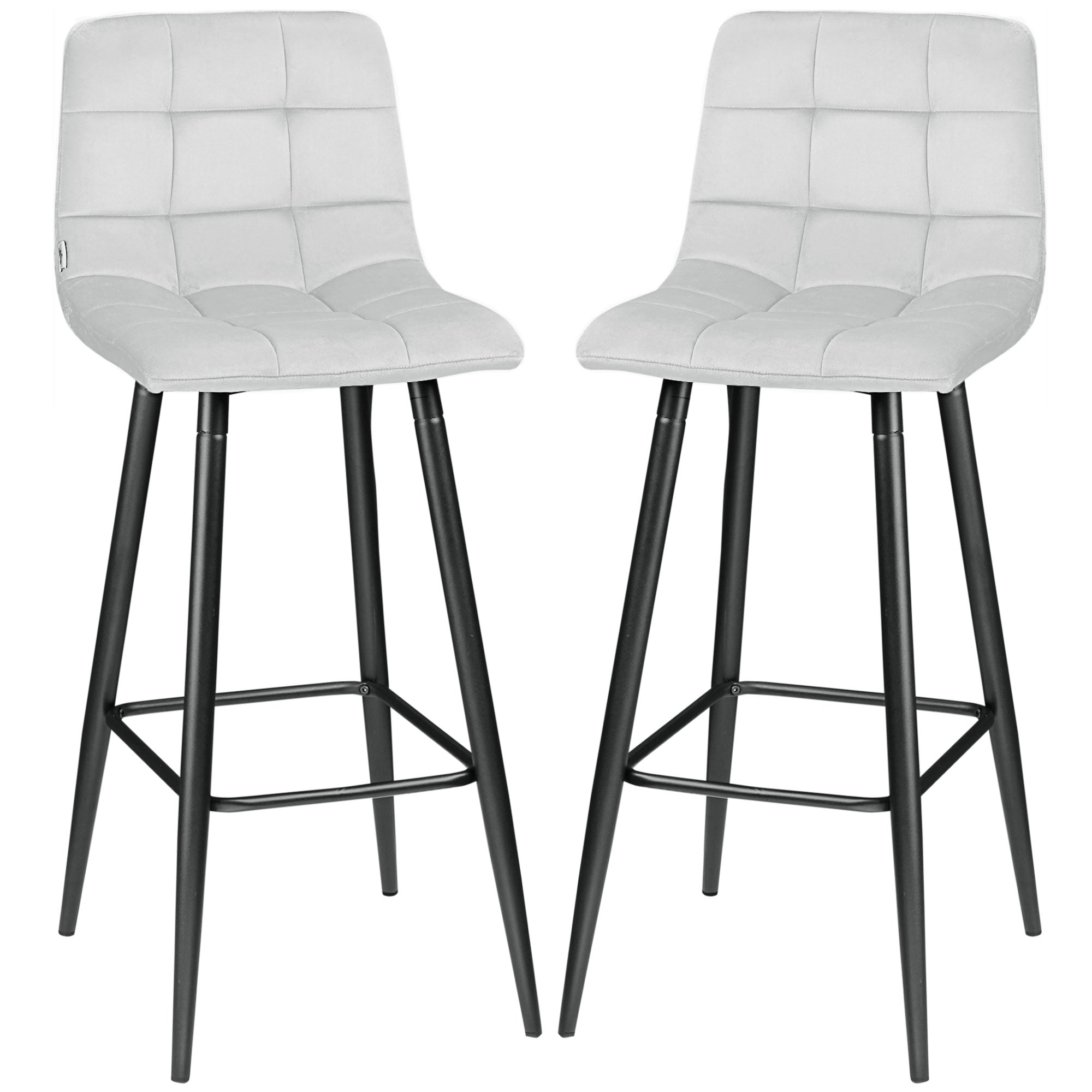 HOMCOM Barhocker 2er-Set mit Rückenlehne & Samtbezug