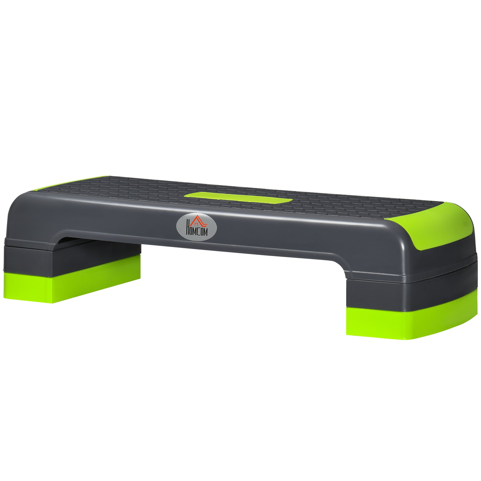HOMCOM Aerobik-Stepper, 3-stufig höhenverstellbar, bis 150 kg, 78 x 28 x 20 cm, Grau/Grün