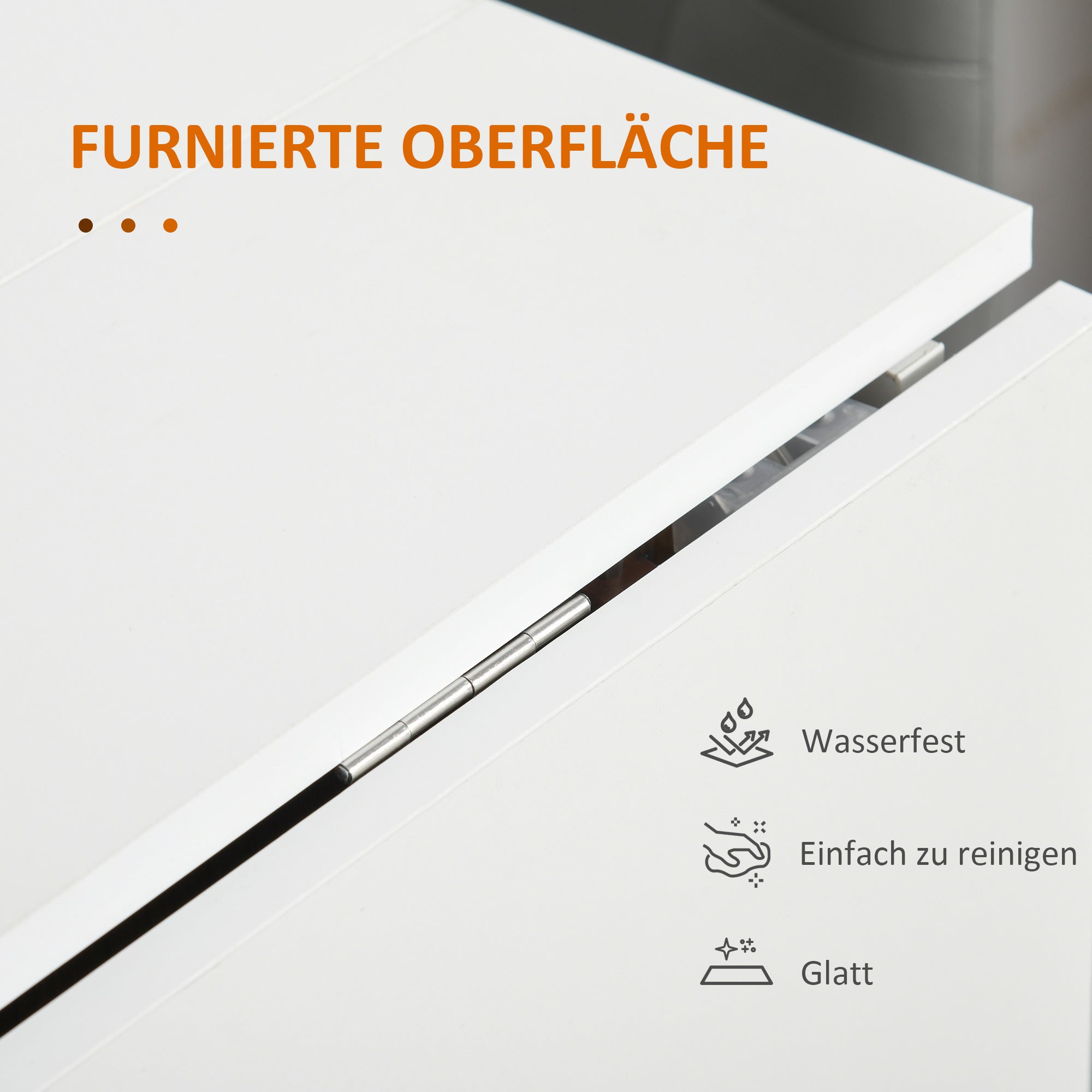 HOMCOM Ausklappbarer Esstisch Ausziehbarer Esstisch, mobil, modernes Design, 120 cm x 80 cm x 73 cm, Teak + Weiß