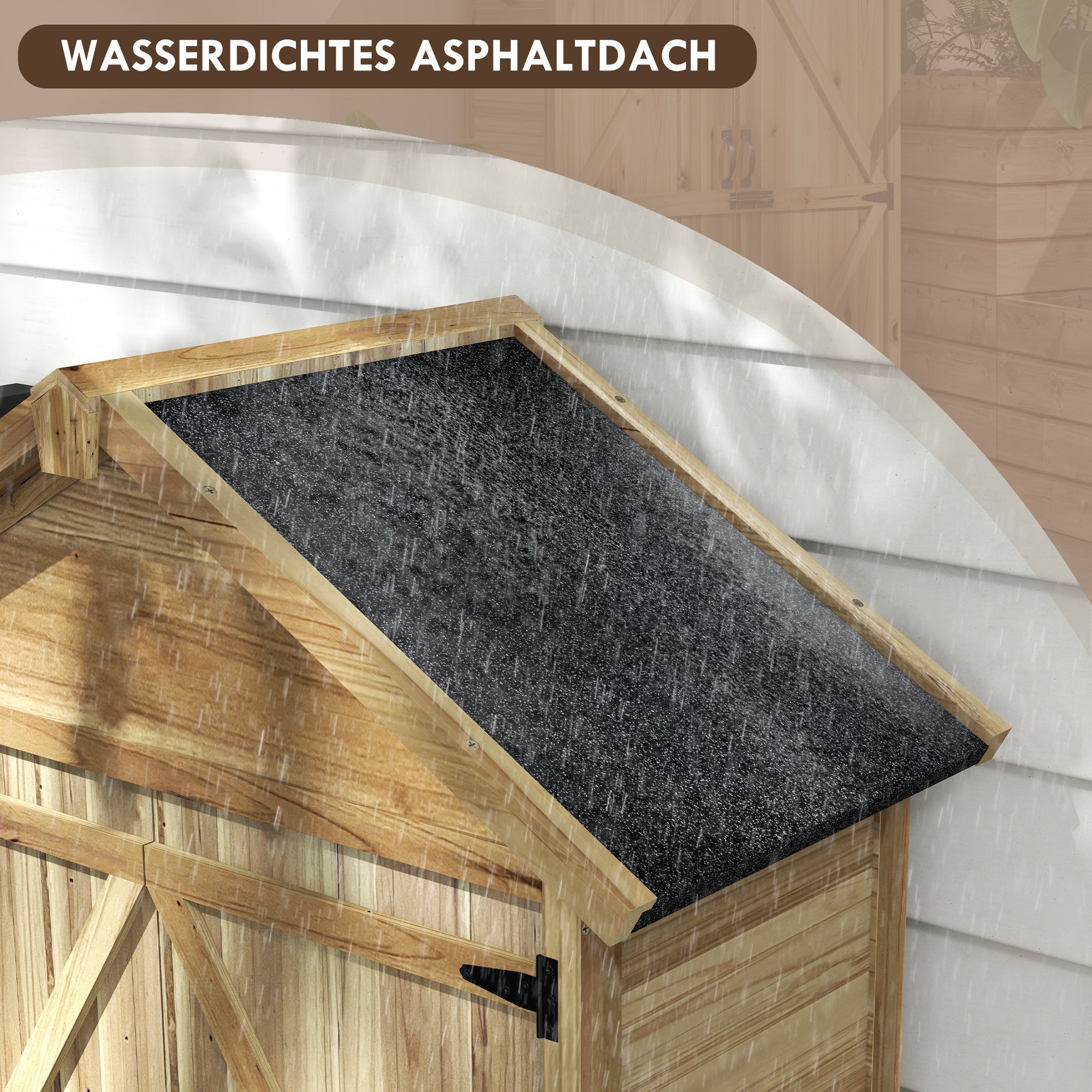Outsunny Gartenhaus Gartenschuppen Gartenschrank, wetterbeständig, vintage Design, 102 cm x 54 cm x 177 cm, Natur