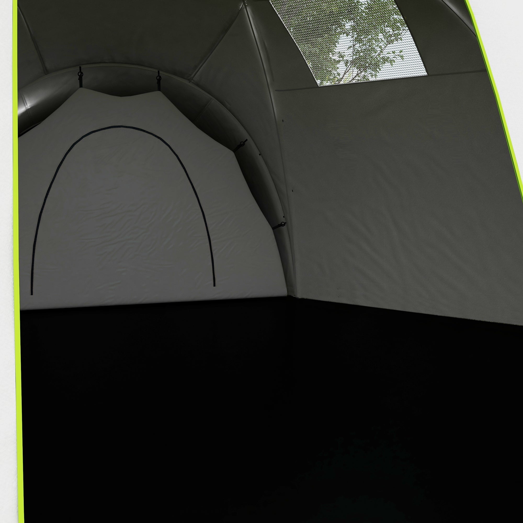 Outsunny Campingzelt für 6-9 Personen, 4 Räume, Vorzelt, wasserdicht, 615x 615x225cm, Grün