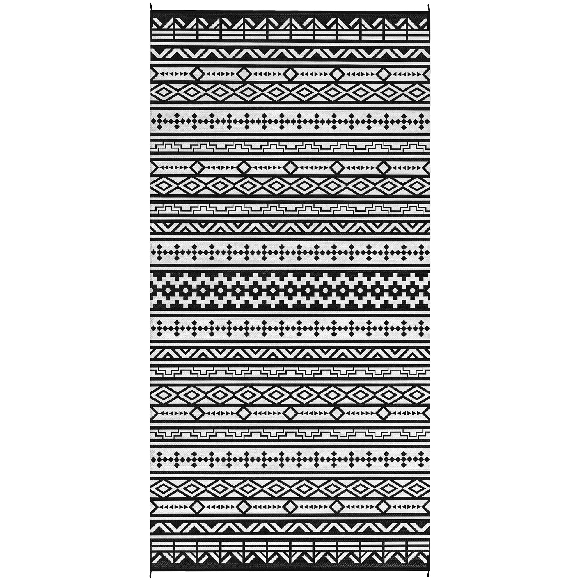 Outsunny Outdoor Teppich robuster Wetterfest Outdoorteppich, Carpet mit Boho-Style, Outdoor-Teppich für Wohnzimmer Balkon