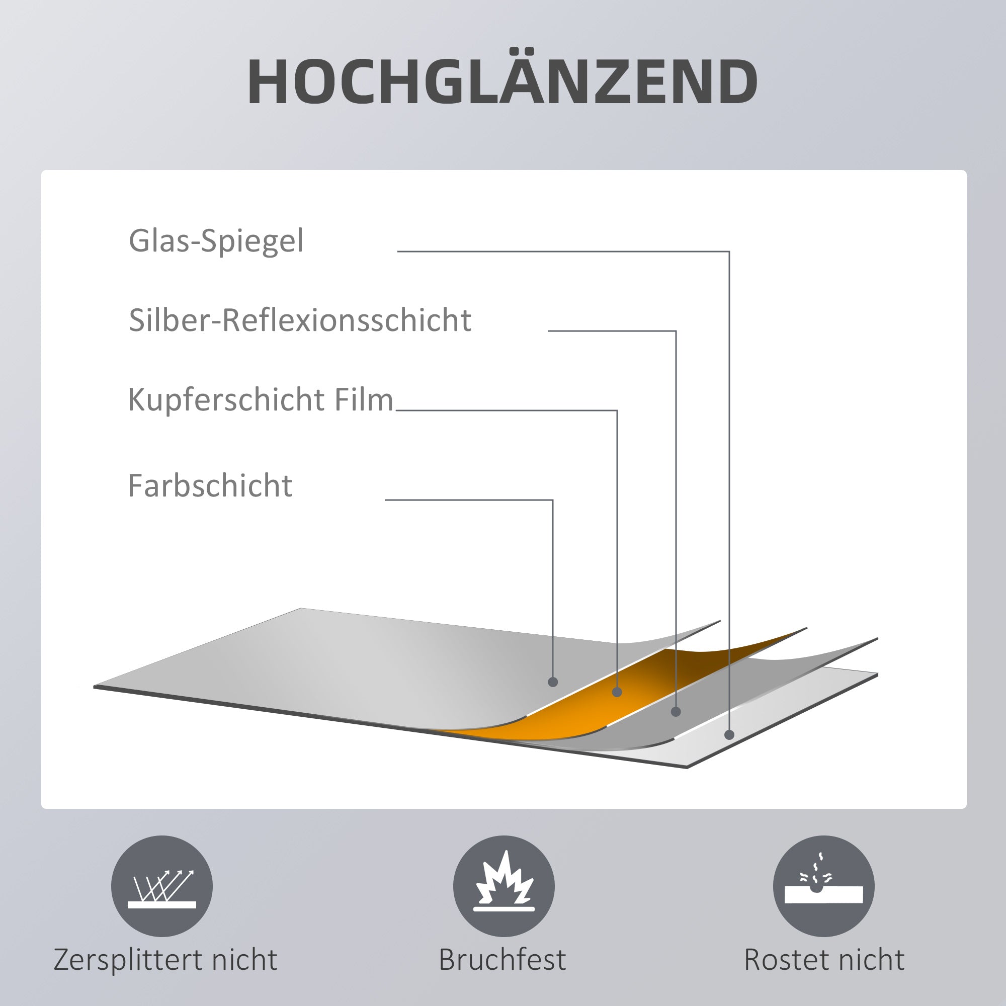 HOMCOM Wandspiegel, hoch, Kiefernholzrahmen, 45L x 125H x 4,8T cm