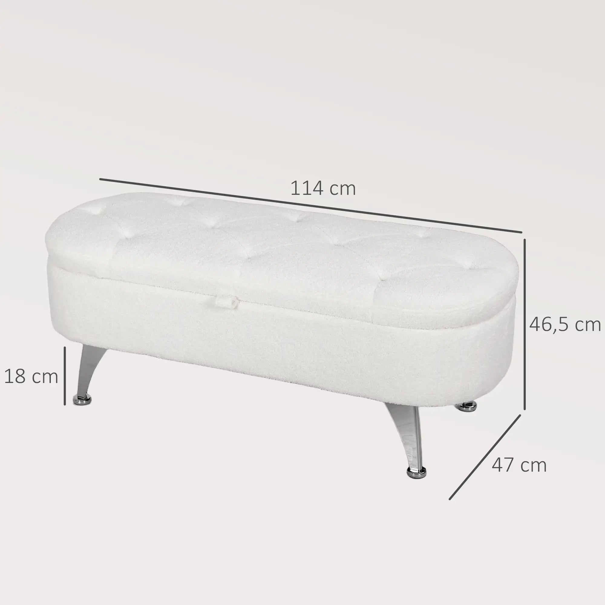 HOMCOM Sitzbank mit Stauraum 114?×?47?×?46,5?cm Weiß