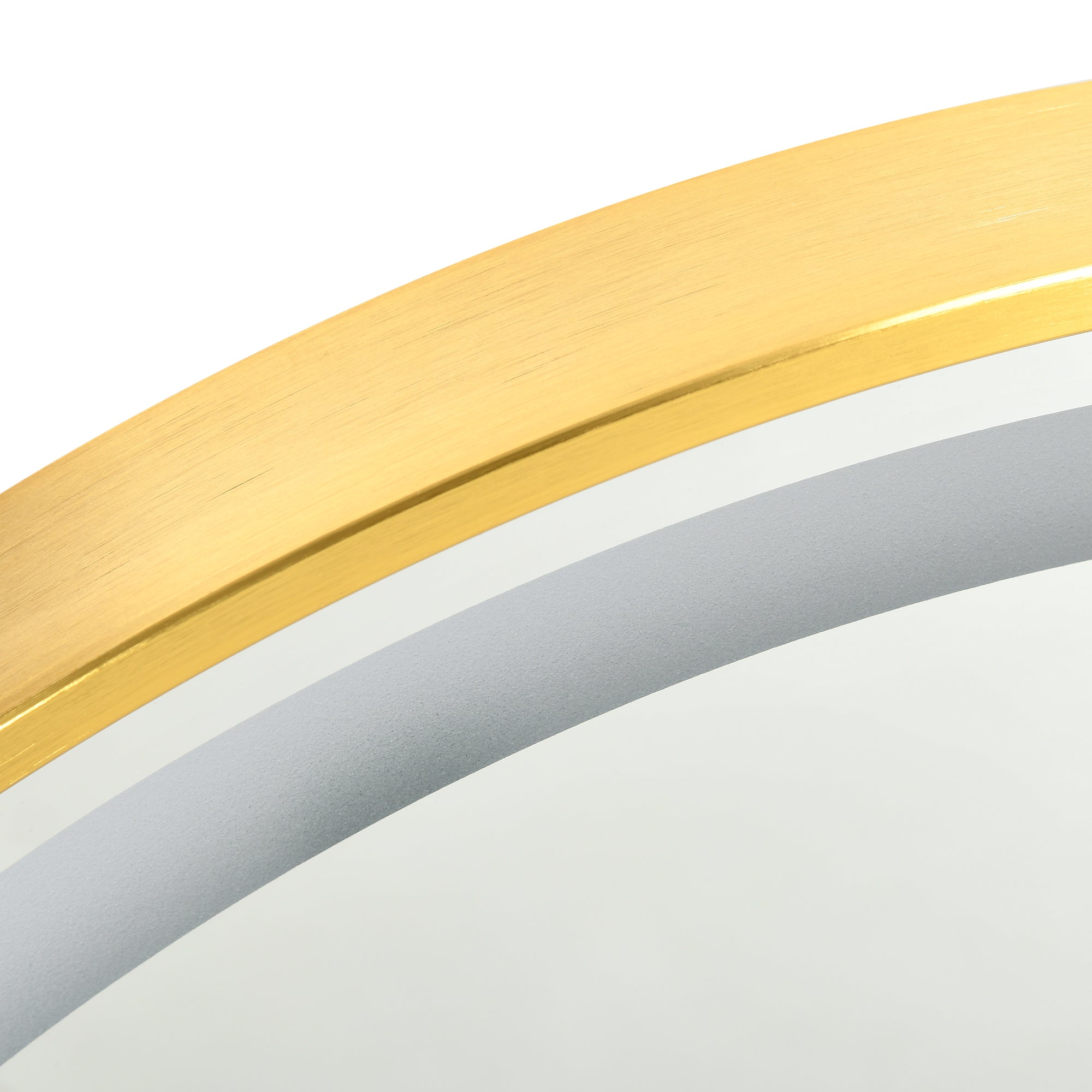 kleankin Runder Spiegel mit LED-Beleuchtung, Uhrzeitanzeige, Memoryfunktion, Gold + Silber