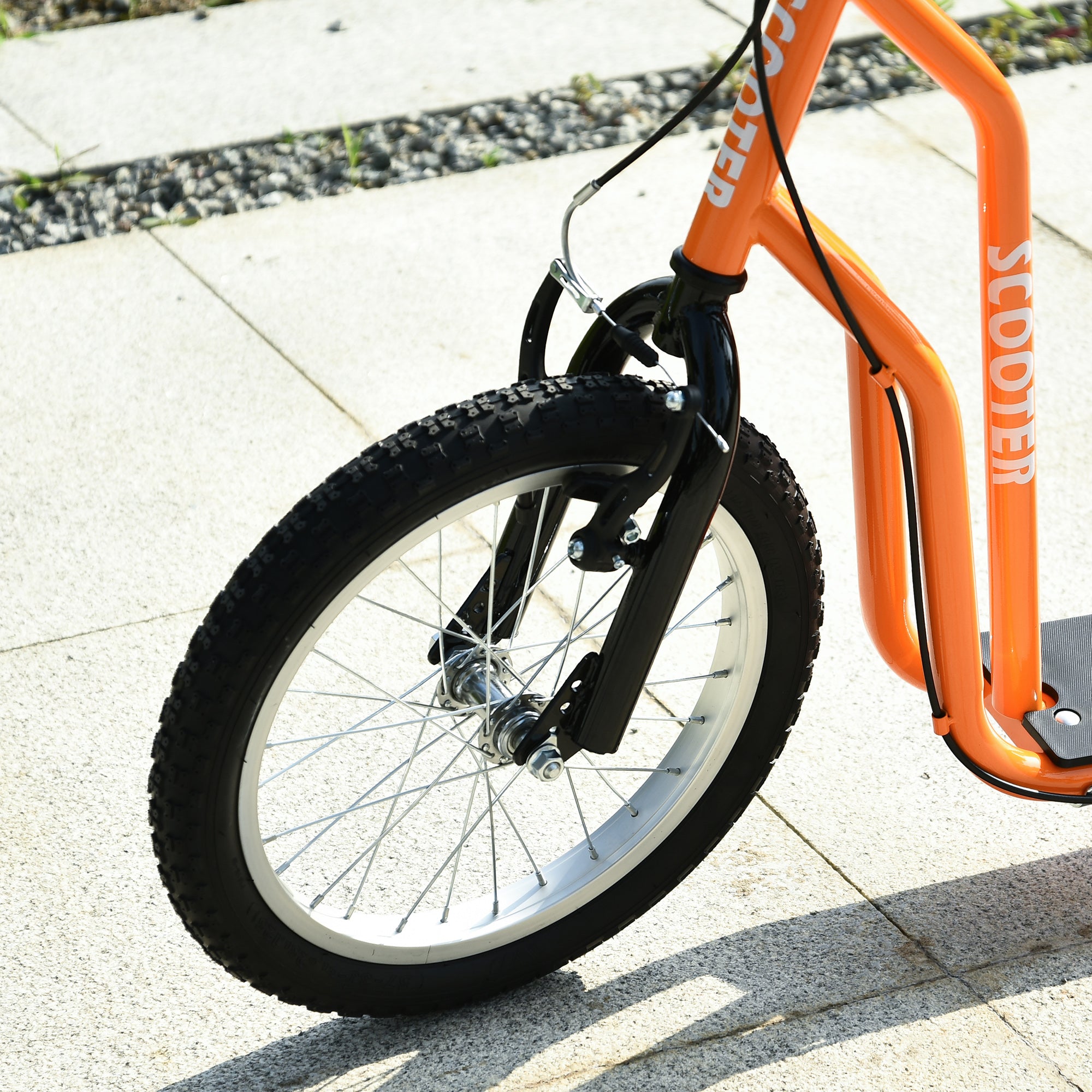HOMCOM Kinderroller ab 5 jahre Scooter Tretroller Cityroller Kinder Roller Kickboard mit Luftreifen16/12 Zoll Orange 135 x 58 x 88-94 cm