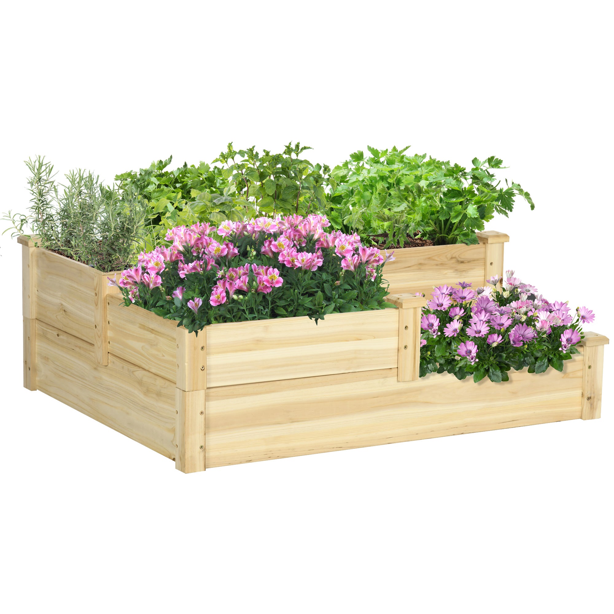 Jardinière surélevée Outsunny à 3 niveaux avec bac à fleurs