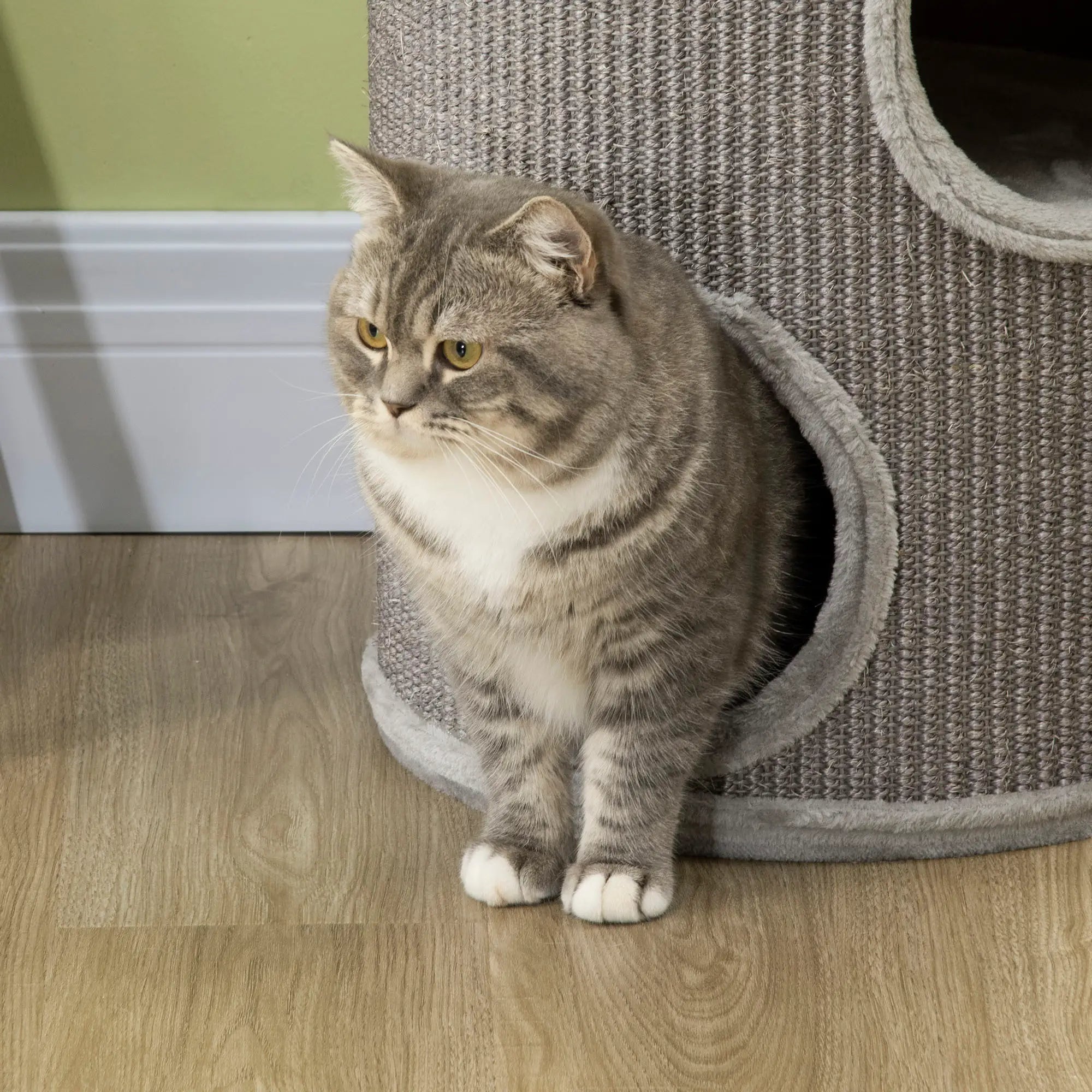 PawHut Kratztonne Katzenbaum 3 Ebenen Sisal-Kratzmatte