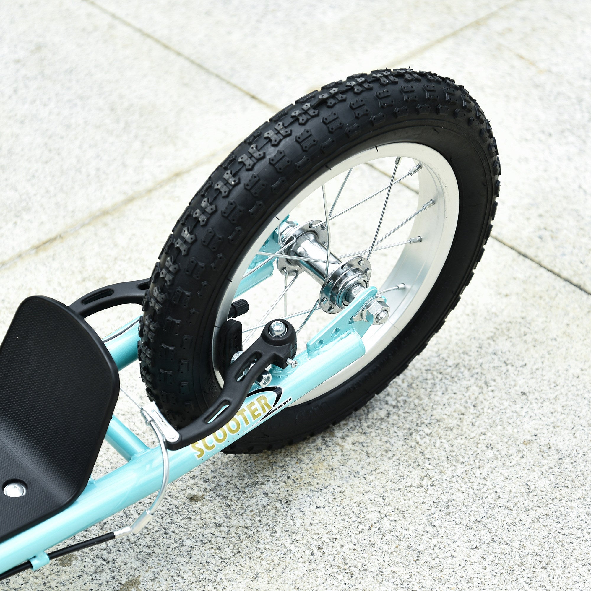 HOMCOM Kinderroller ab 5 Jahre, Tretroller, Cityroller für Kinder, Aluminium, 120 x 58 x 85-95 cm, Hellblau