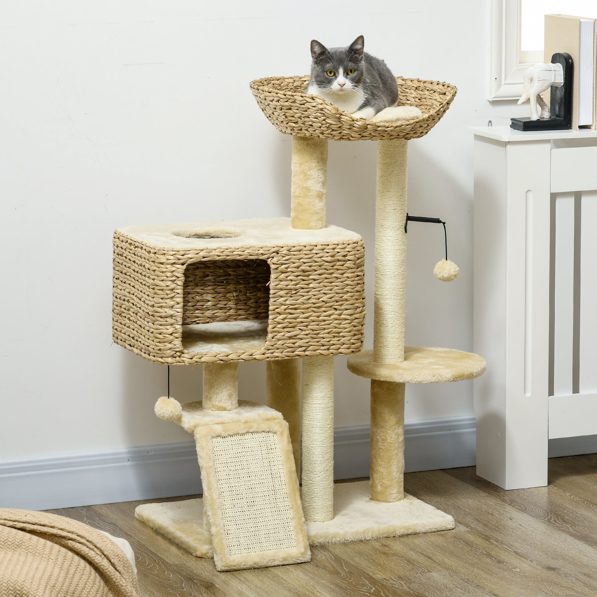 Arbre à chat PawHut de 98 cm avec 2 zones de repos