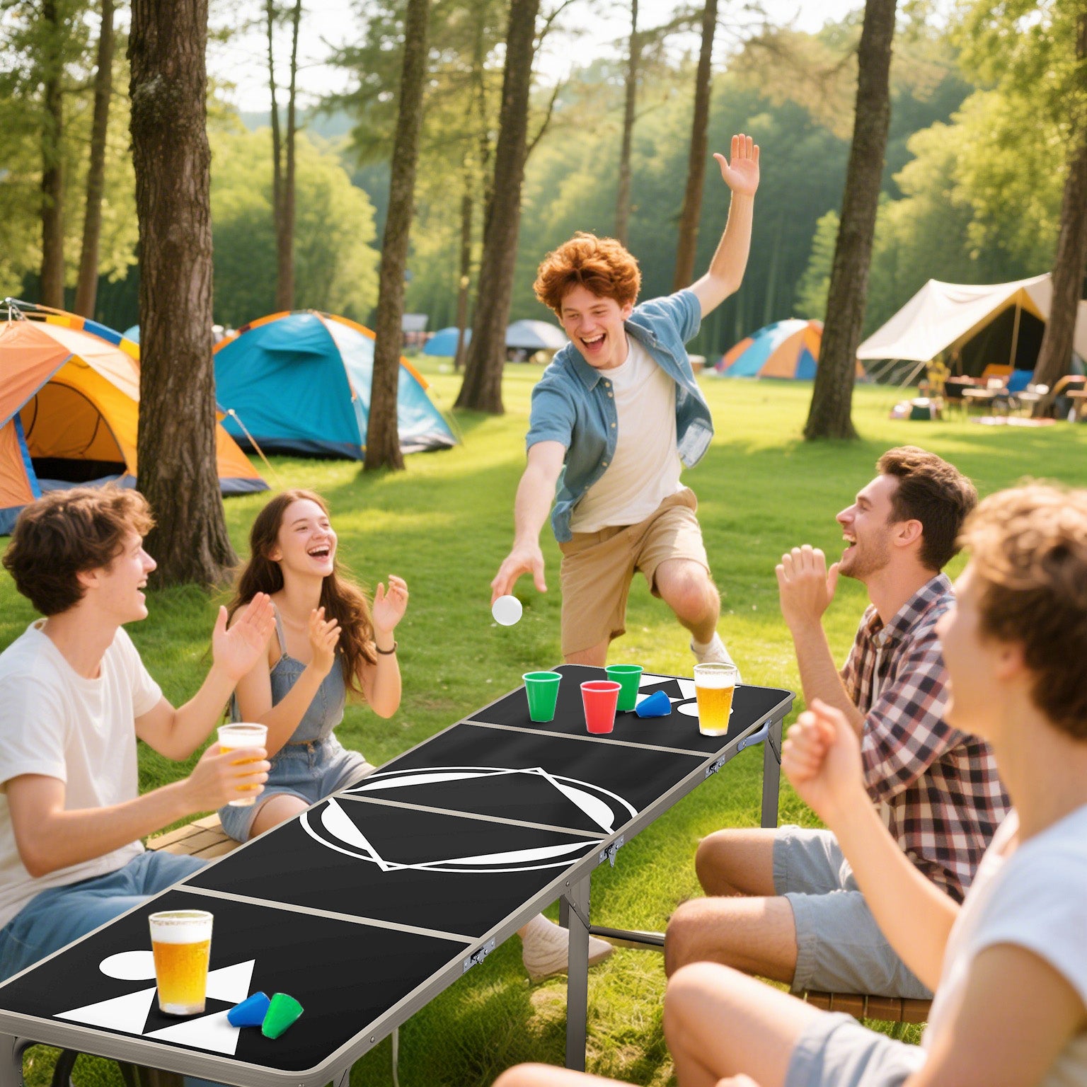 Outsunny Campingtisch, klappbar, leicht, höhenverstellbar, Aluminiumrahmen, 240 x 60 x 54/62/70 cm, Schwarz
