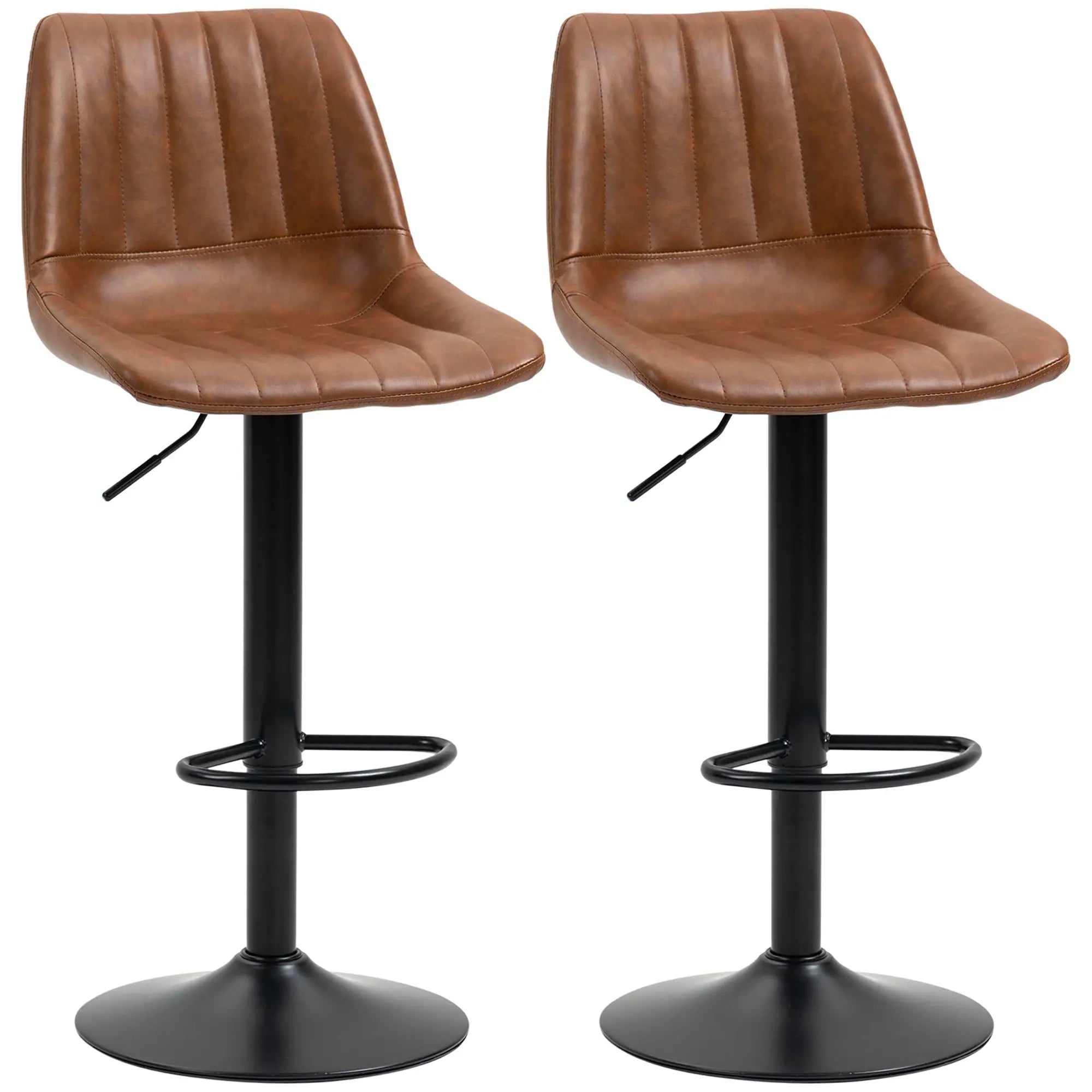 HOMCOM 2er-Set Barhocker höhenverstellbar, Kunstleder Braun