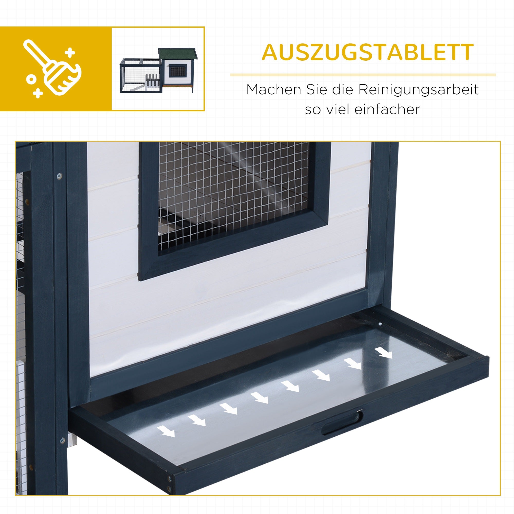PawHut Kleintierstall mit Freigehege wetterbeständig Tannenholz Grün + Weiß