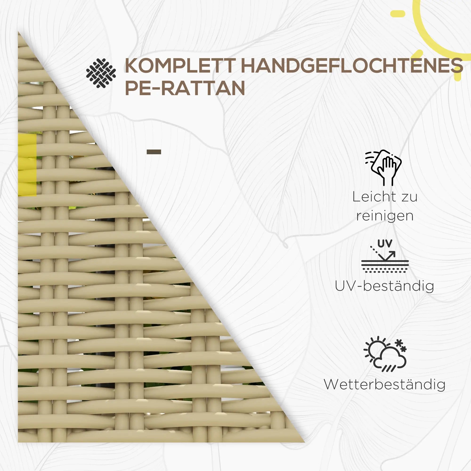 Outsunny 2-Sitzer Polyrattan Gartenbank Khaki