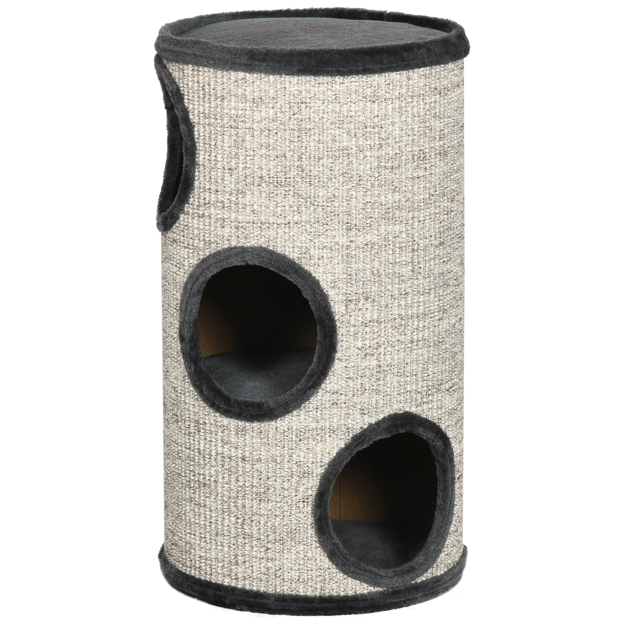 PawHut Kratztonne Katzenbaum 3 Ebenen Sisal Kratzmatte