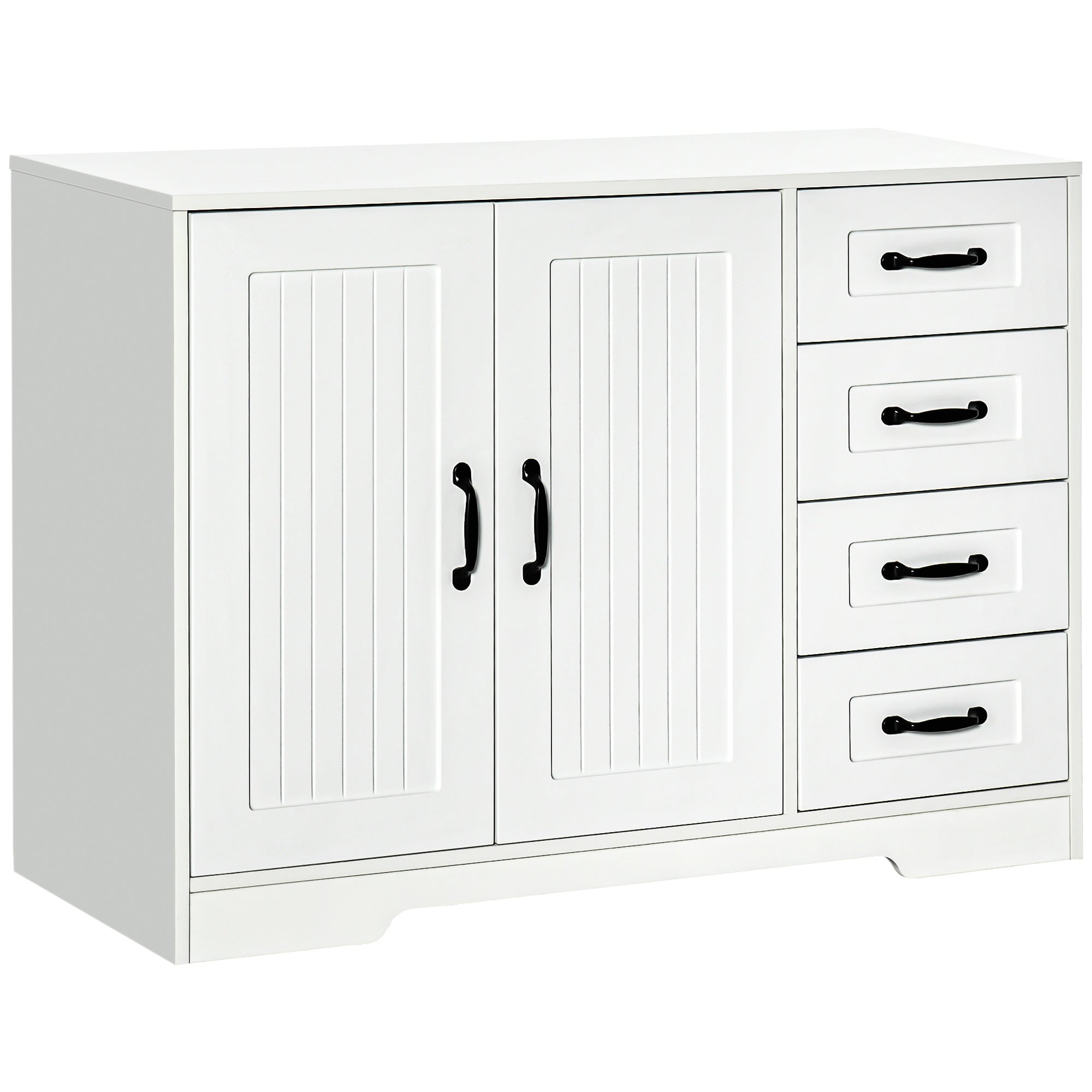 HOMCOM Sideboard Kommode Anrichte, Modernstil, 4 Schubladen, 1 Schrank, 105 cm x 40 cm x 76 cm, Weiß