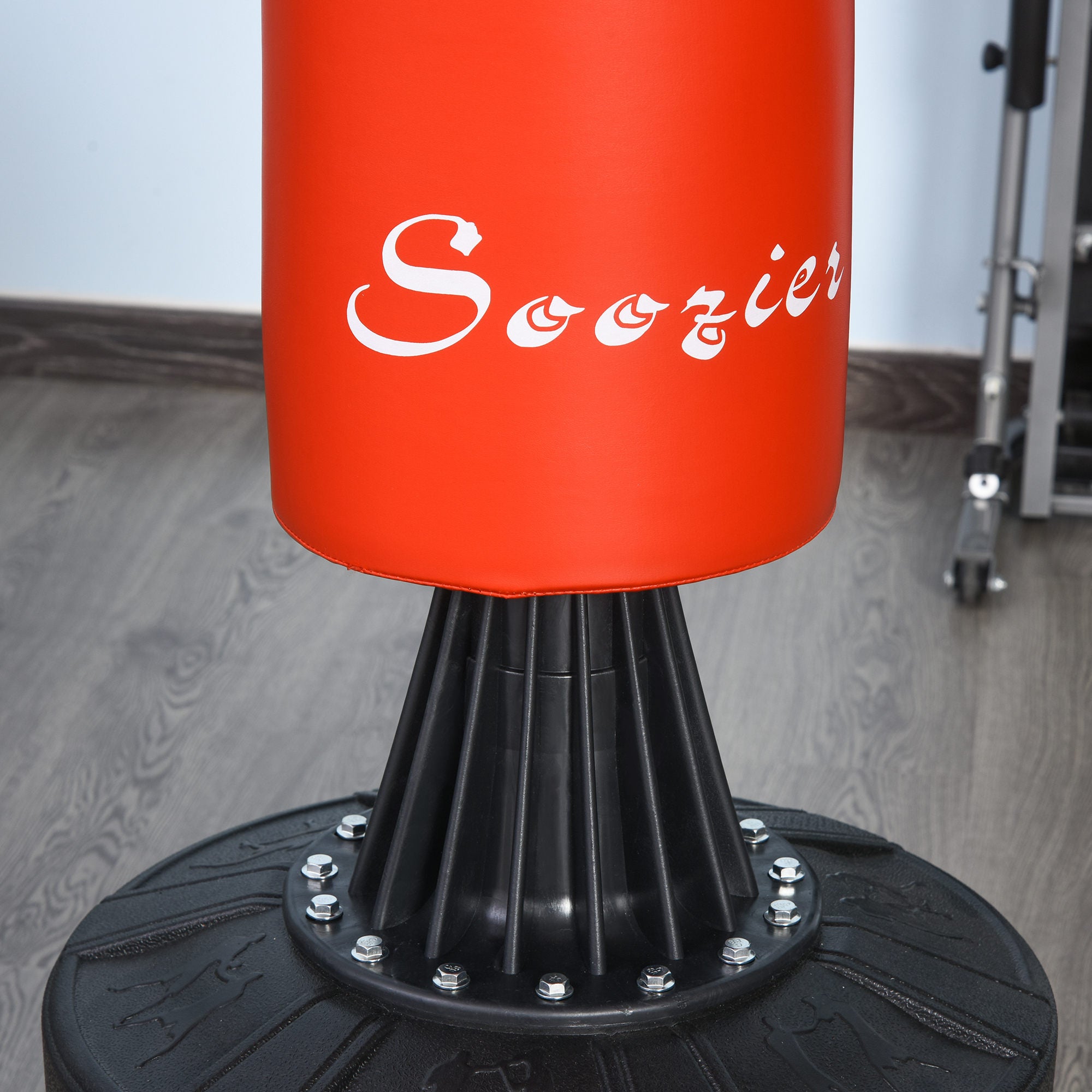HOMCOM Standboxsack Boxtrainingsgerät mit Reflexball, 360°-Drehstange, Saugfuß, Sand/Wasser befüllbar, Stehend Boxassistent mit Handschuhe, Luftpumpe Training Boxsack 88 x 48 x 155-205 cm