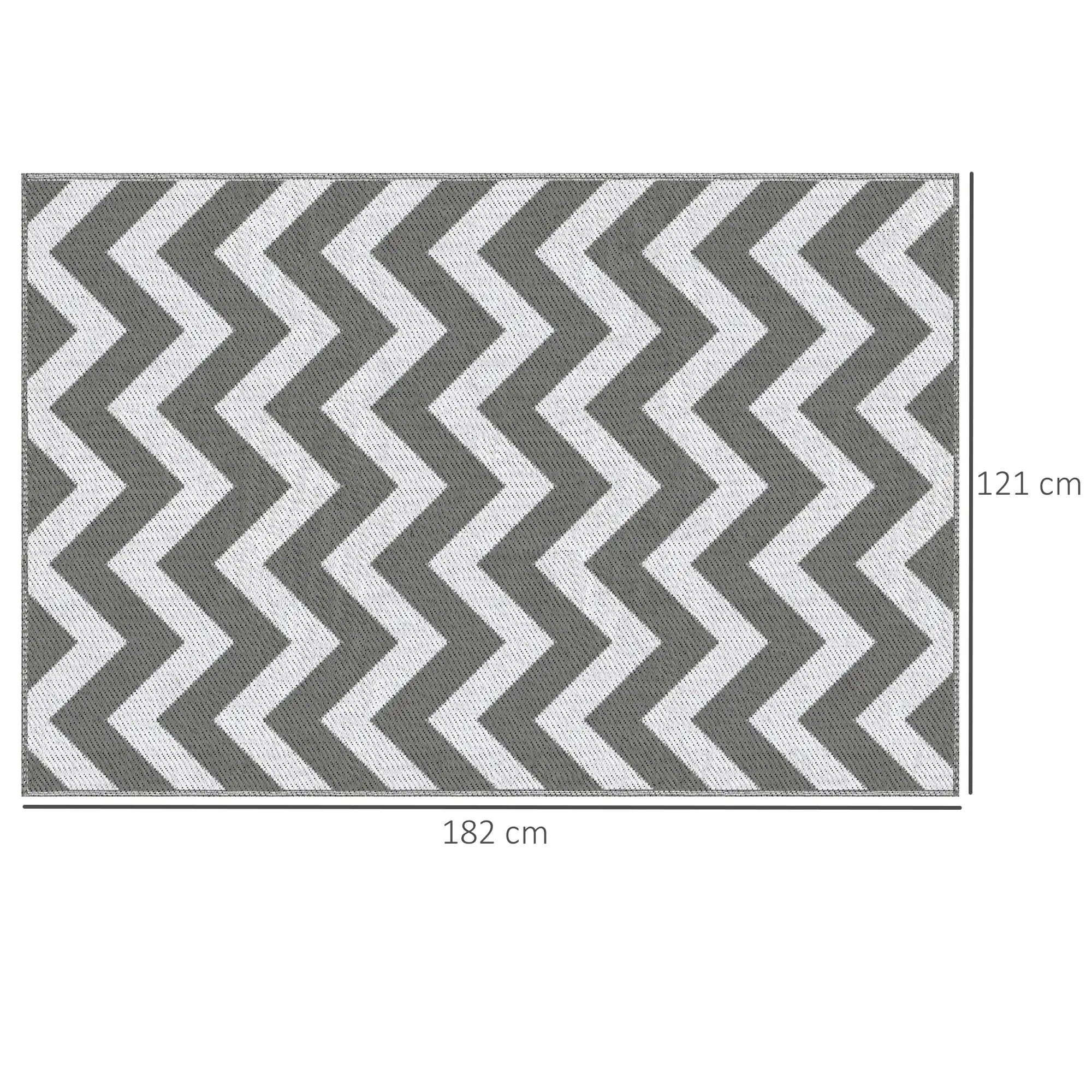Outsunny Outdoor-Teppich, wasserdicht, doppelseitiges Design, hochwertige Kunststofffaser, hellgrau+weiß, 121 x 182 cm