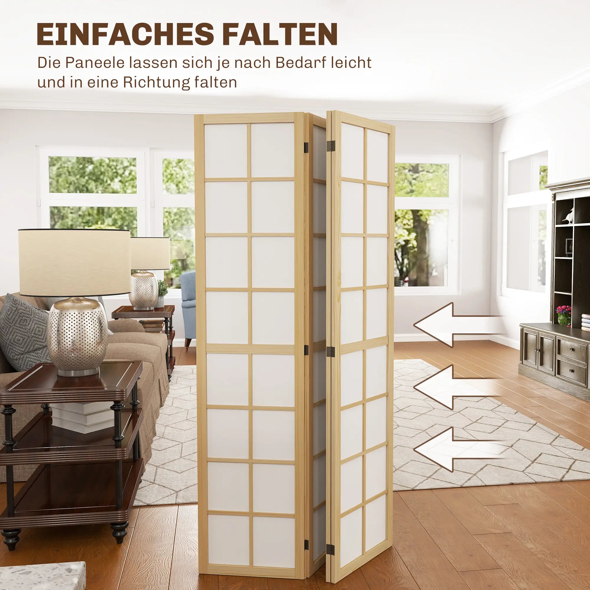 HOMCOM Faltbarer Raumtrenner, freistehender Sichtschutz für Wohnzimmer, Schlafzimmer, Büro, 160 x 170 cm