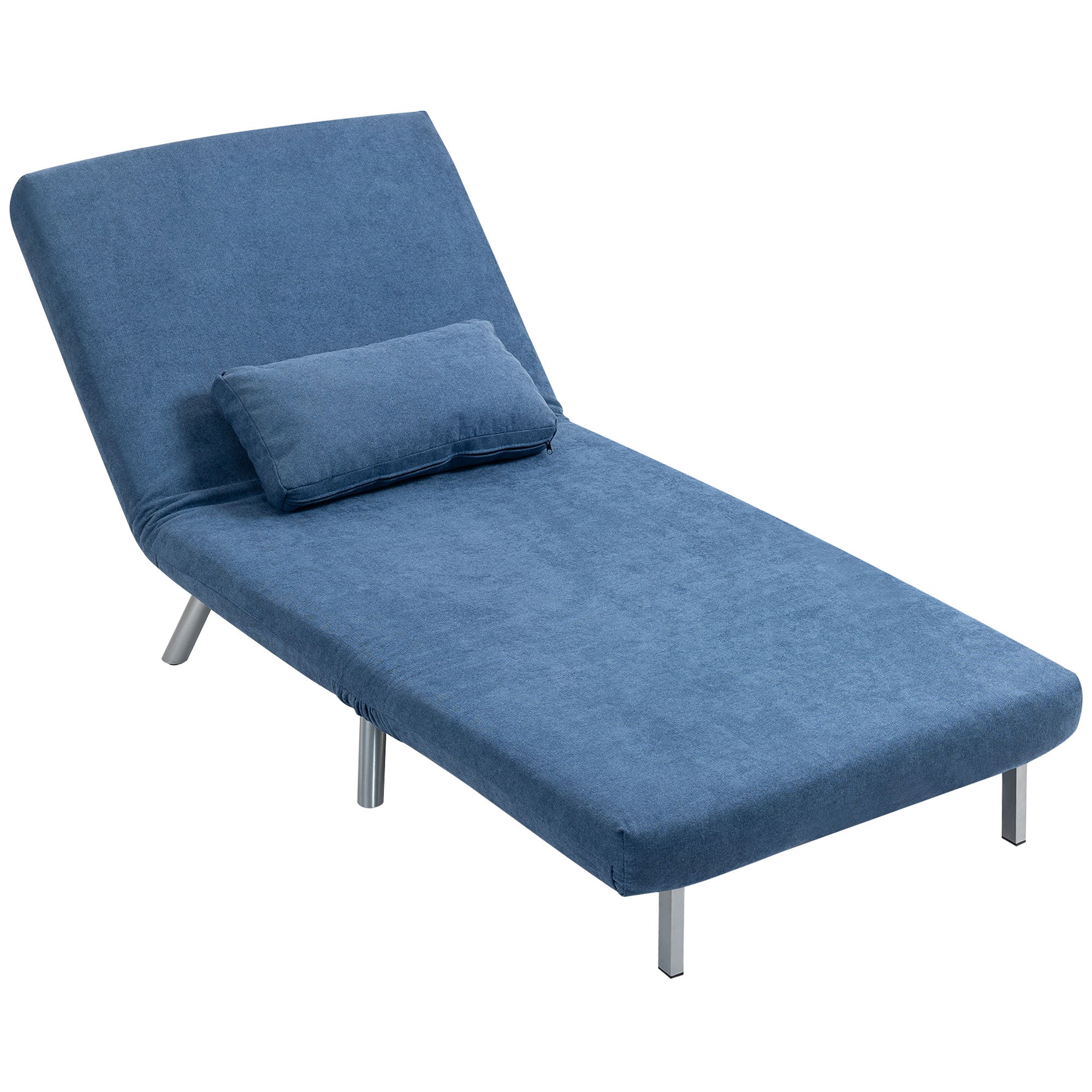 HOMCOM Polstersessel mit Bettfunktion, 2-in-1 Design, Schlafsessel, Gästebett, Stoffbezug, mit Kissen, Blau