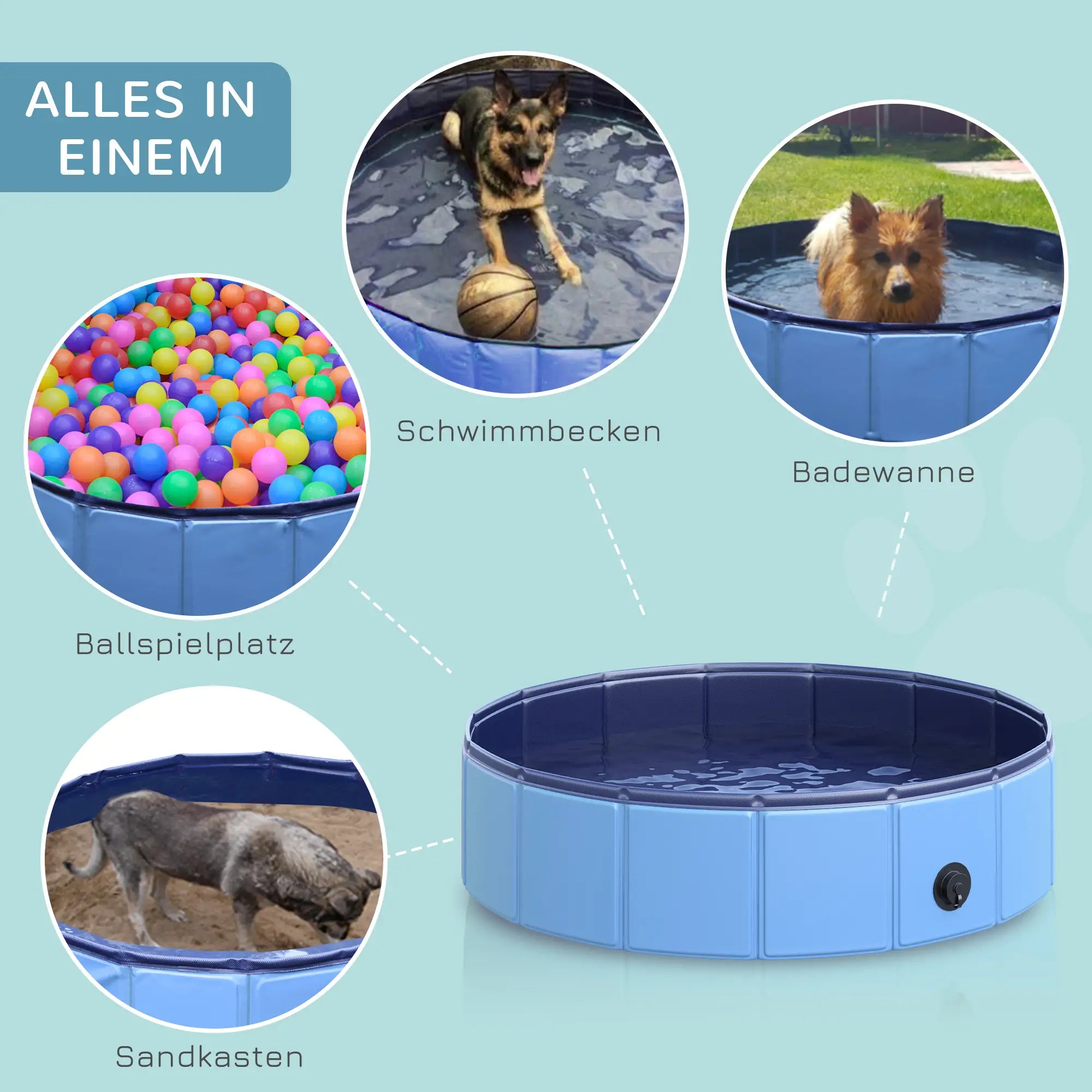PawHut Hundepool faltbar vielseitig einsetzbar Holz