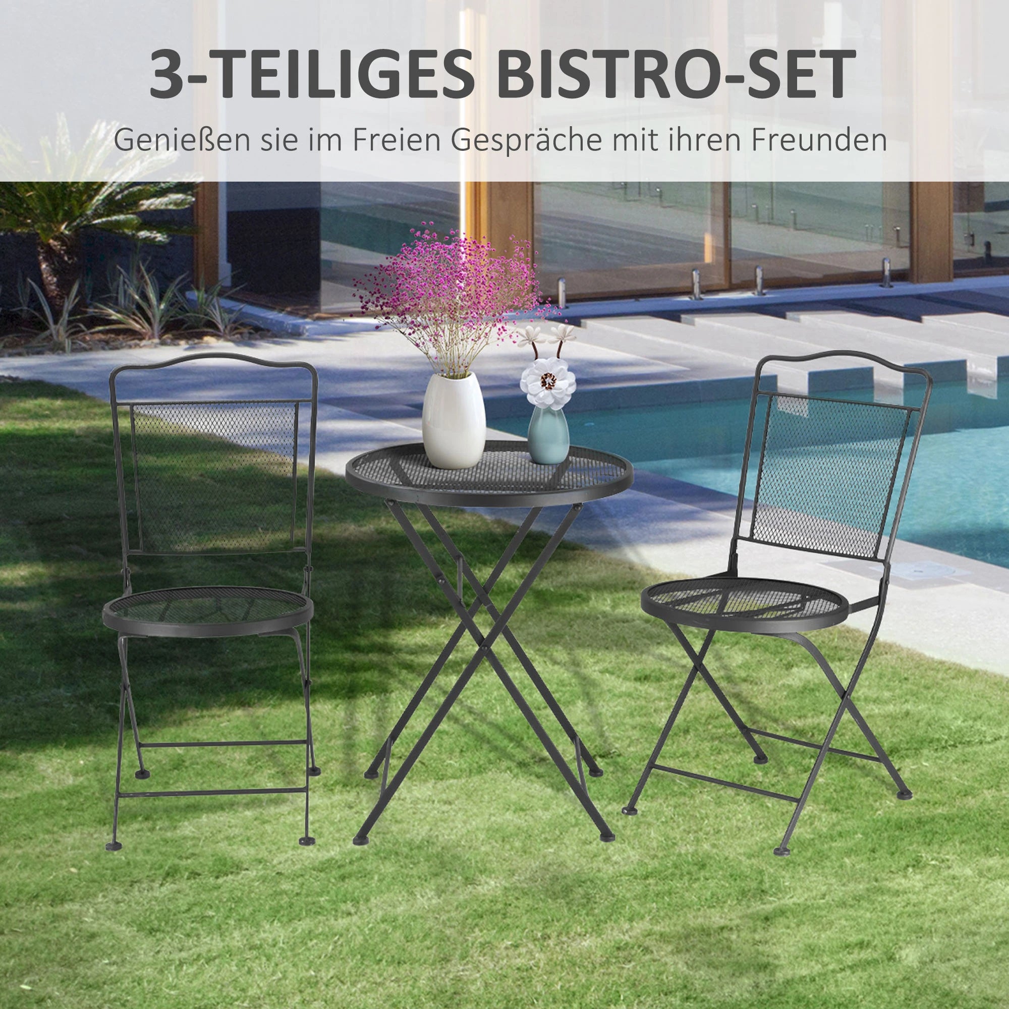 Outsunny Gartenmöbelset 3-teilig faltbar Balkonset Outdoor