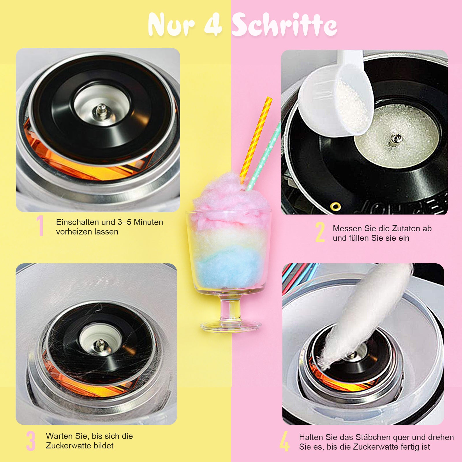 HOMCOM Zuckerwattemaschine, einfach zu bedienendes Zuckerwattegerät, für Erwachsene und Kinder, Edelstahl, PP, Rot
