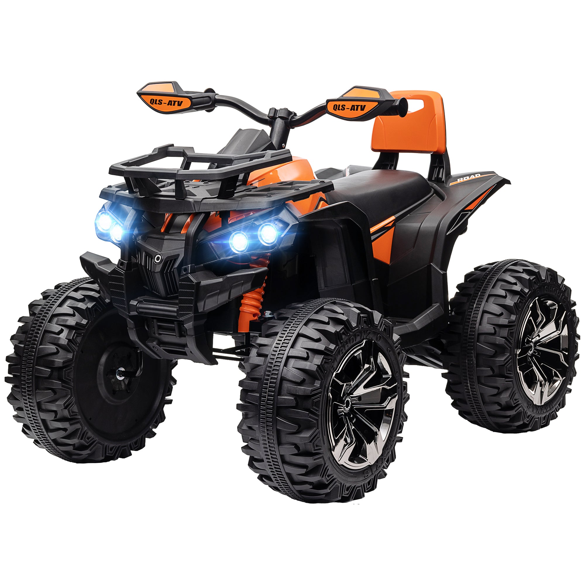 HOMCOM 12V Kinderfahrzeug mit Vorwärts-, Rückwärtsfunktion, MP3-Musikplayer, Scheinwerfer, 3-8 km/h, 3-5 Jahre, Orange
