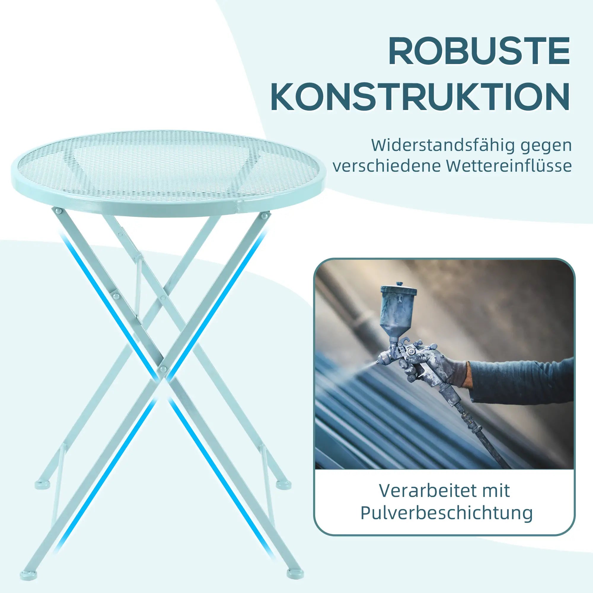 Outsunny Bistroset 2 Personen klappbar Outdoor hellblau
