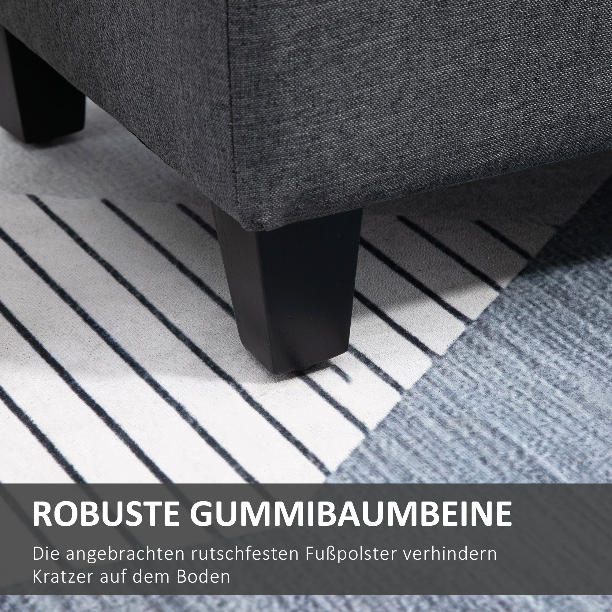 HOMCOM Sitzbank Polsterbank mit Stauraum Truhenbank Flur Schlafzimmer Wohnzimmer leinenartiges Polyester Gummiholz Dunkelgrau 100 x 40 x 44 cm