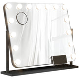 HOMCOM LED Kosmetikspiegel, 3 Lichtmodi, dimmbar, Touchsteuerung, USB, 62,5x49,5cm, Schwarz