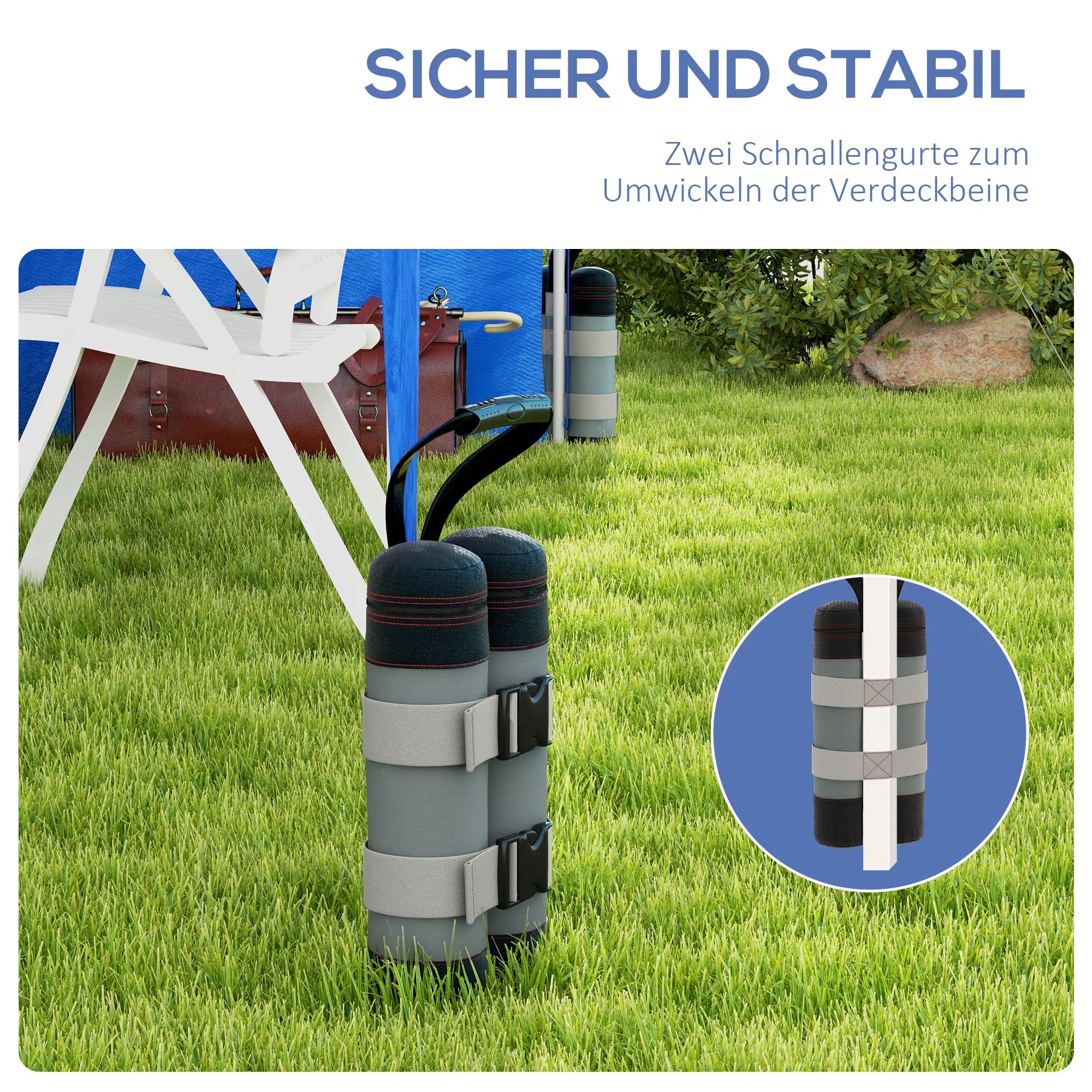 Pavillon Sandsäcke 4er Set, mit Griff, Grau/Schwarz