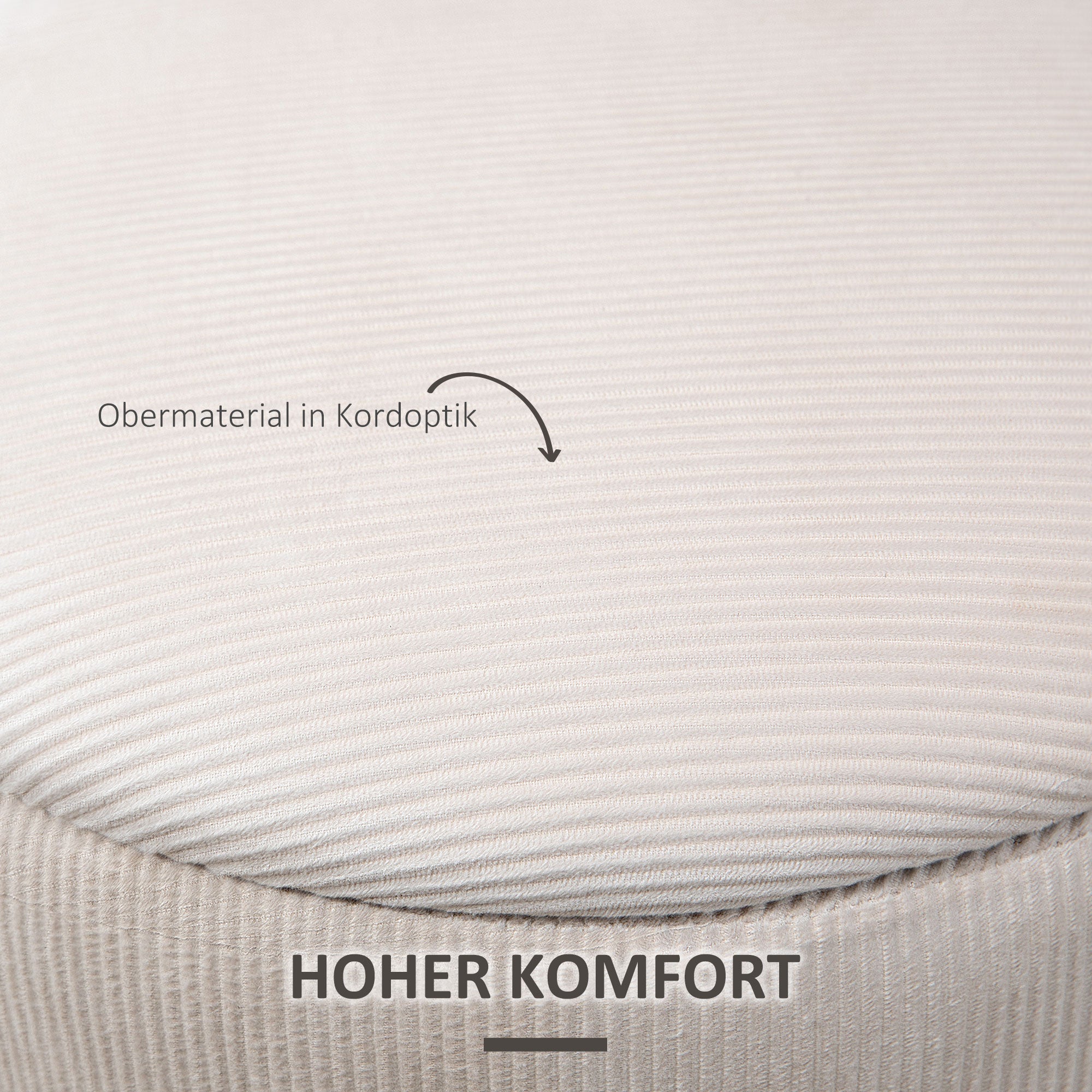 HOMCOM Hocker Ottomane, Zweier-Set, mit Stauraum, weiche Polsterung, Bezug in Cordoptik, Cremeweiß, 40 x 40 x 41cm