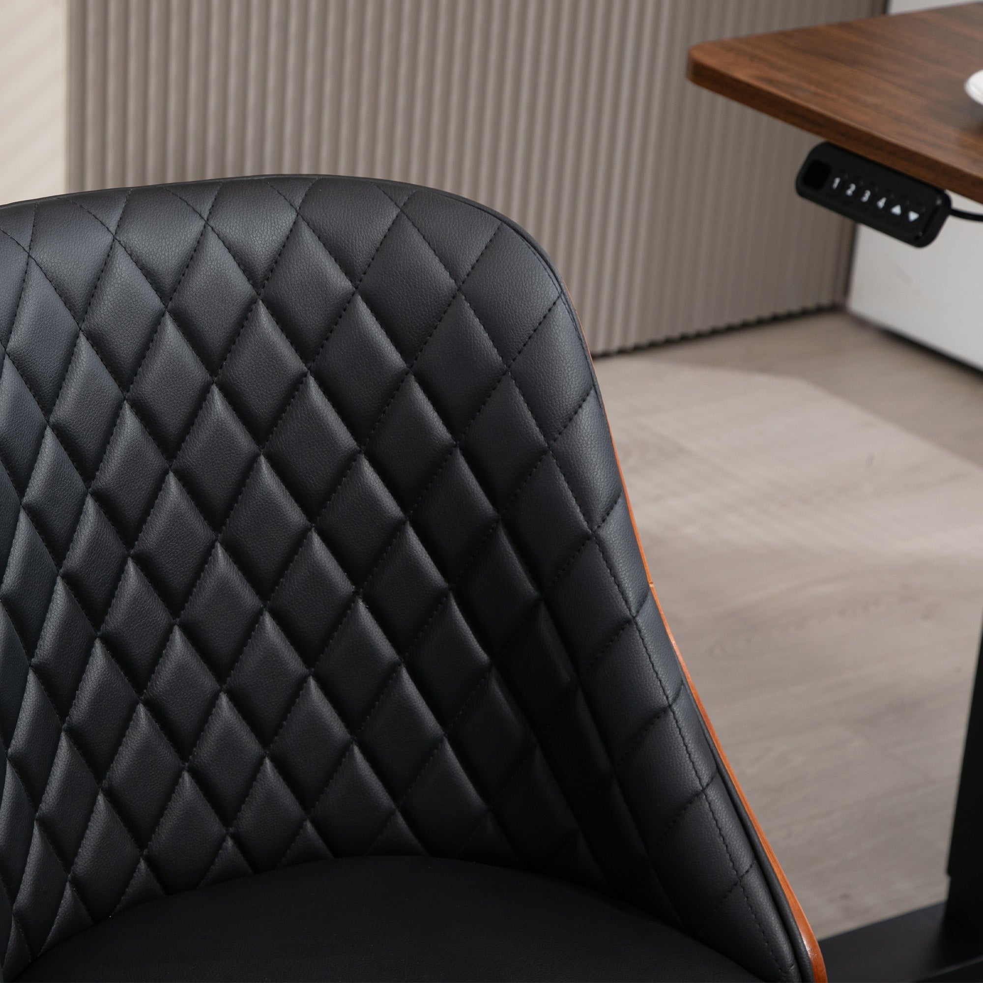 Vinsetto Bürostuhl Schreibtischstuhl Drehstuhl Home-Office-Stuhl höhenverstellbarer ergonomisch 360°-Drehräder Schaumstoff PU Schwarz 48,5 x 54,5 x 81-87 cm