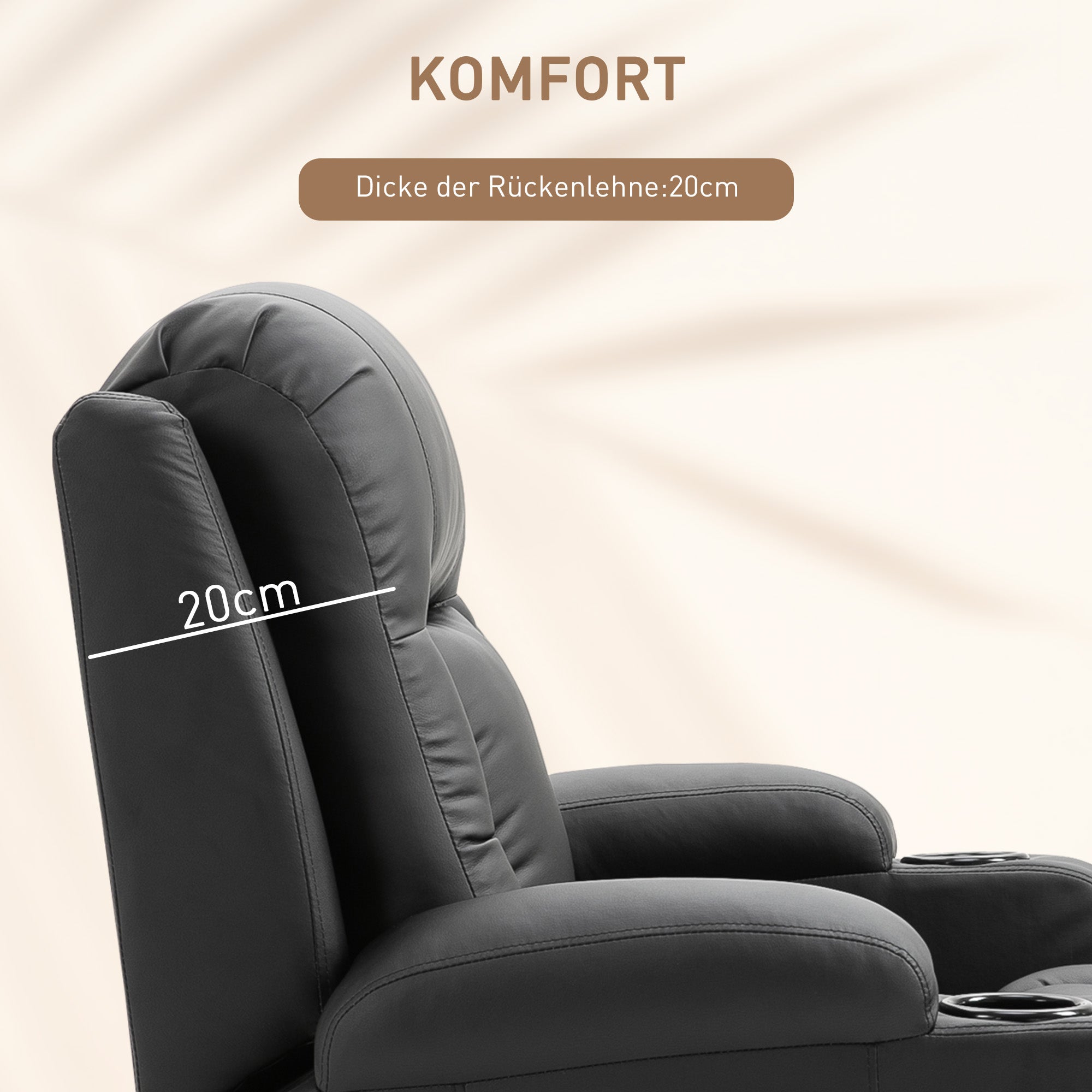 HOMCOM Massagesessel, Relaxsessel, Wippfunktion, 8 Vibrationspunkte, inkl. Fernbedienung, Schwarz