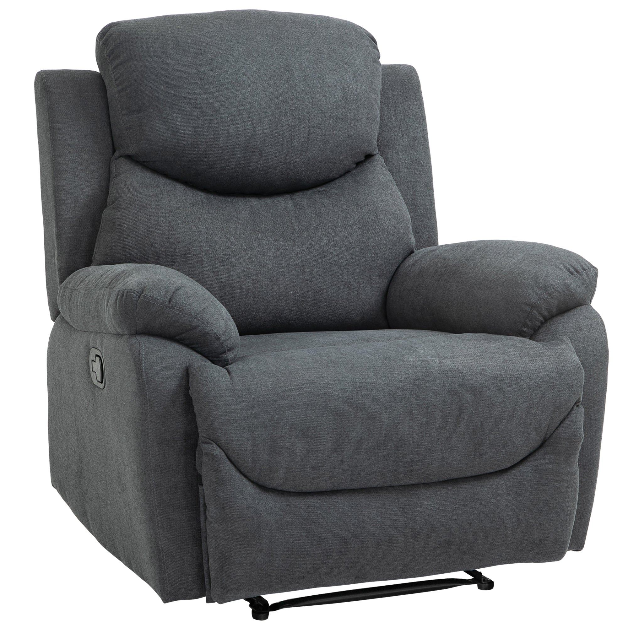 HOMCOM Sessel mit Liegefunktion für Wohnzimmer, 150° neigbar, Leinenoptik, Dunkelgrau