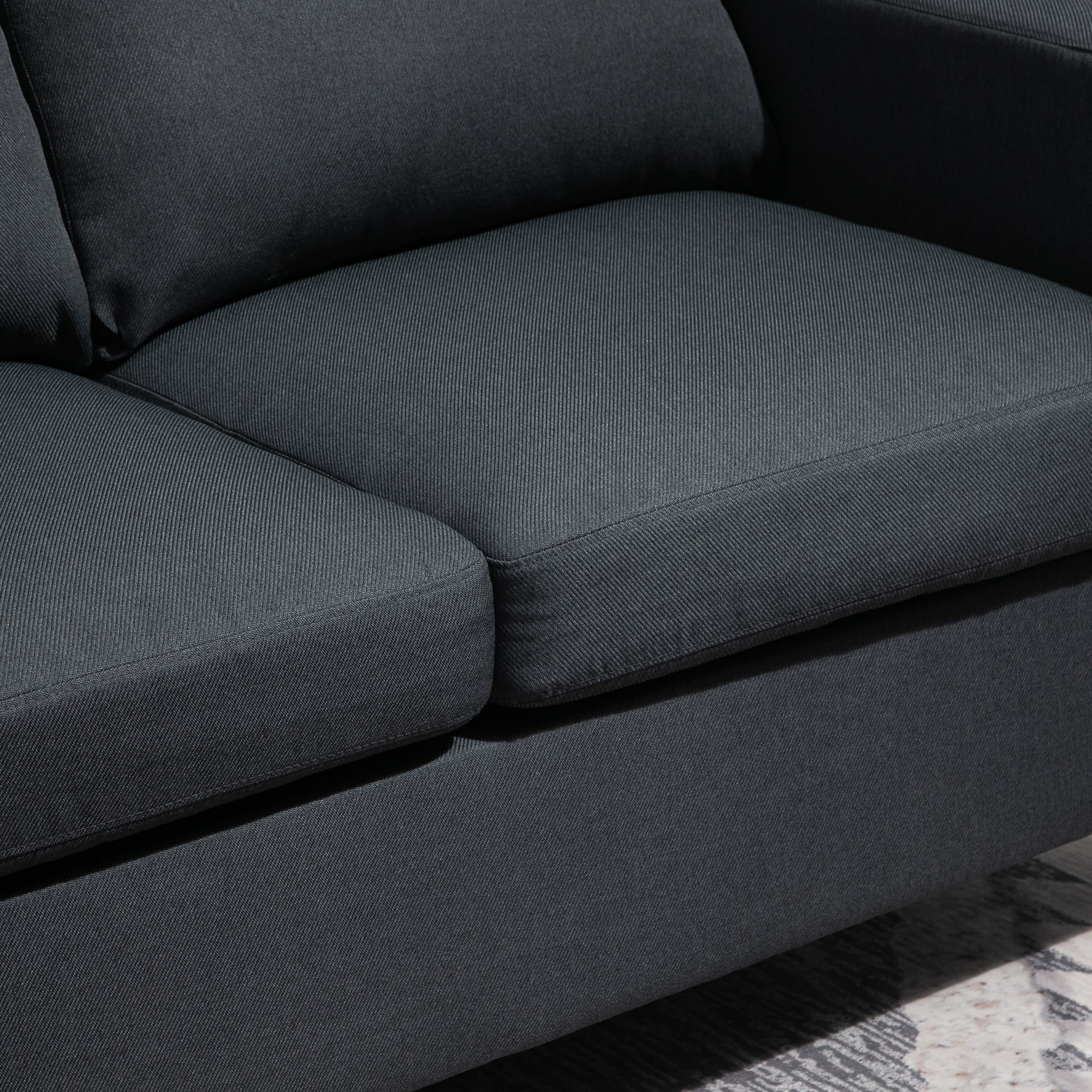 HOMCOM Ecksofa mit Schlaffunktion, 3 Sitzer Sofa und Kissen, Eckcouch, L-Form Couch für Wohnzimmer, Schlafzimmer 197 x 139 x 91 cm, Leinen, Dunkelgrau