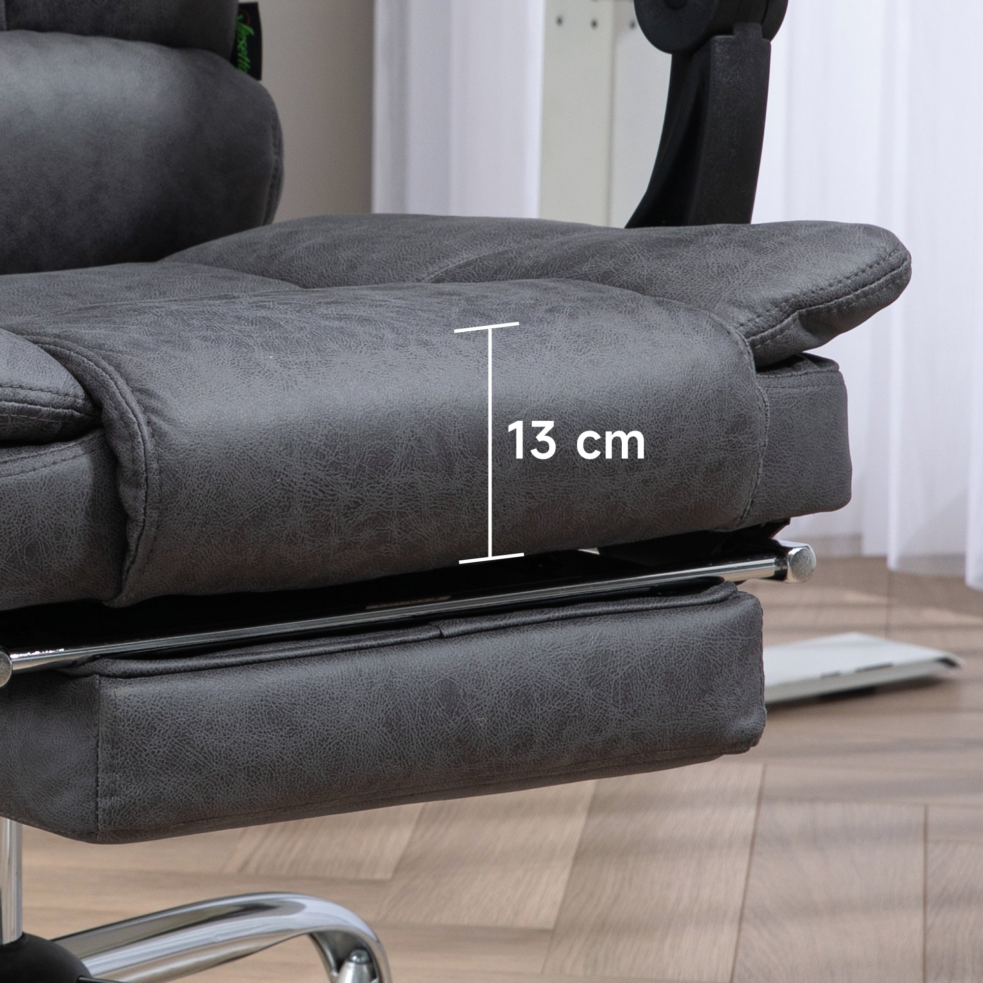 Vinsetto Massagstuhl Bürostuhl mit Massagefunktion, inkl. Fußstütze, höhenverstellbar, 64 cm x 70 cm x 118 cm, Schwarz