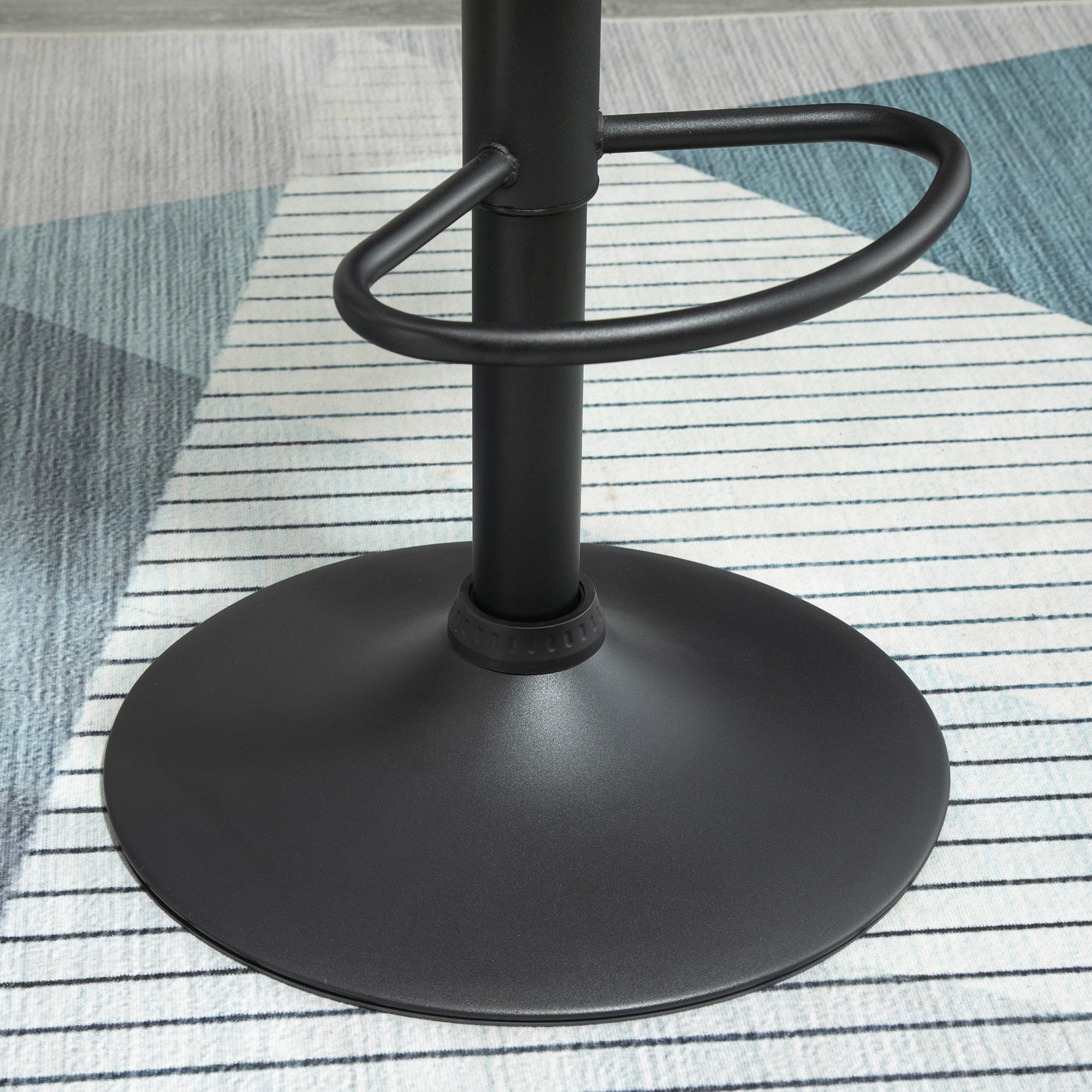 HOMCOM Barhocker 2er-Set Barstuhl mit Lehne, Samt-Optik, Stahlgestell, Höhenverstellbare Küchenstühle mit Fußstütze Drehbar Tresenhocker, Schwarz