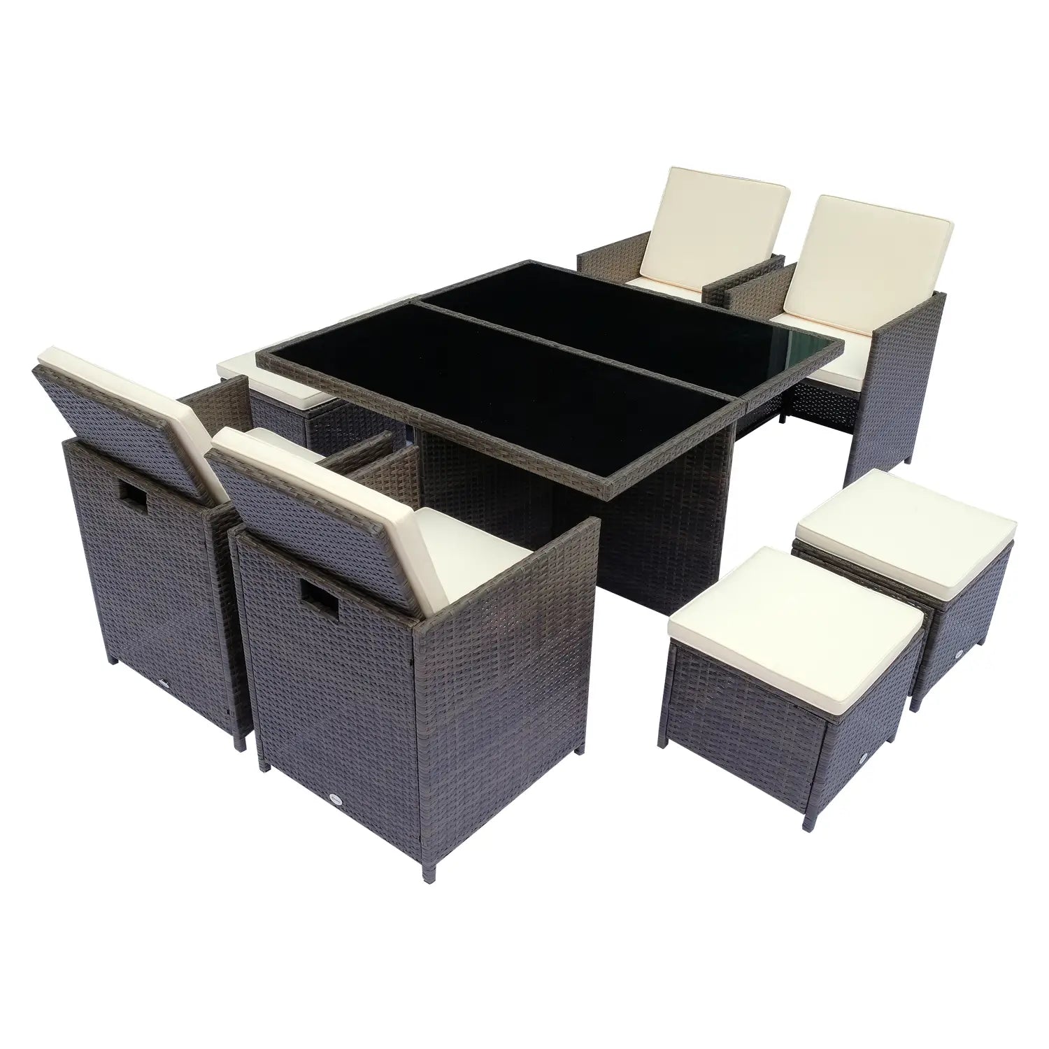 Outsunny Polyrattan Gartenmöbel Sitzgruppe 21-tlg. platzsparend Alu