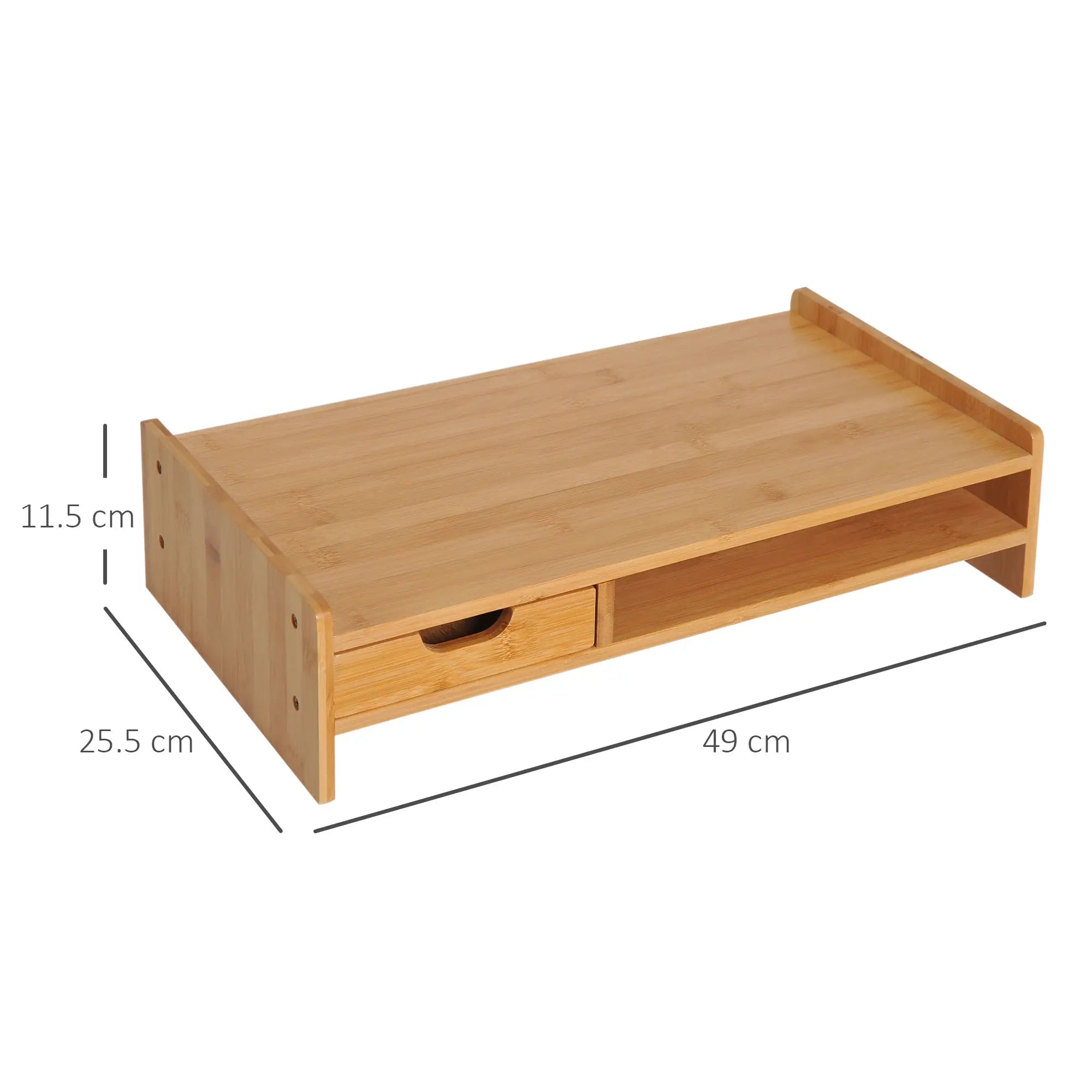 HOMCOM Monitorständer Schreibtisch Organizer mit Schublade Bambus