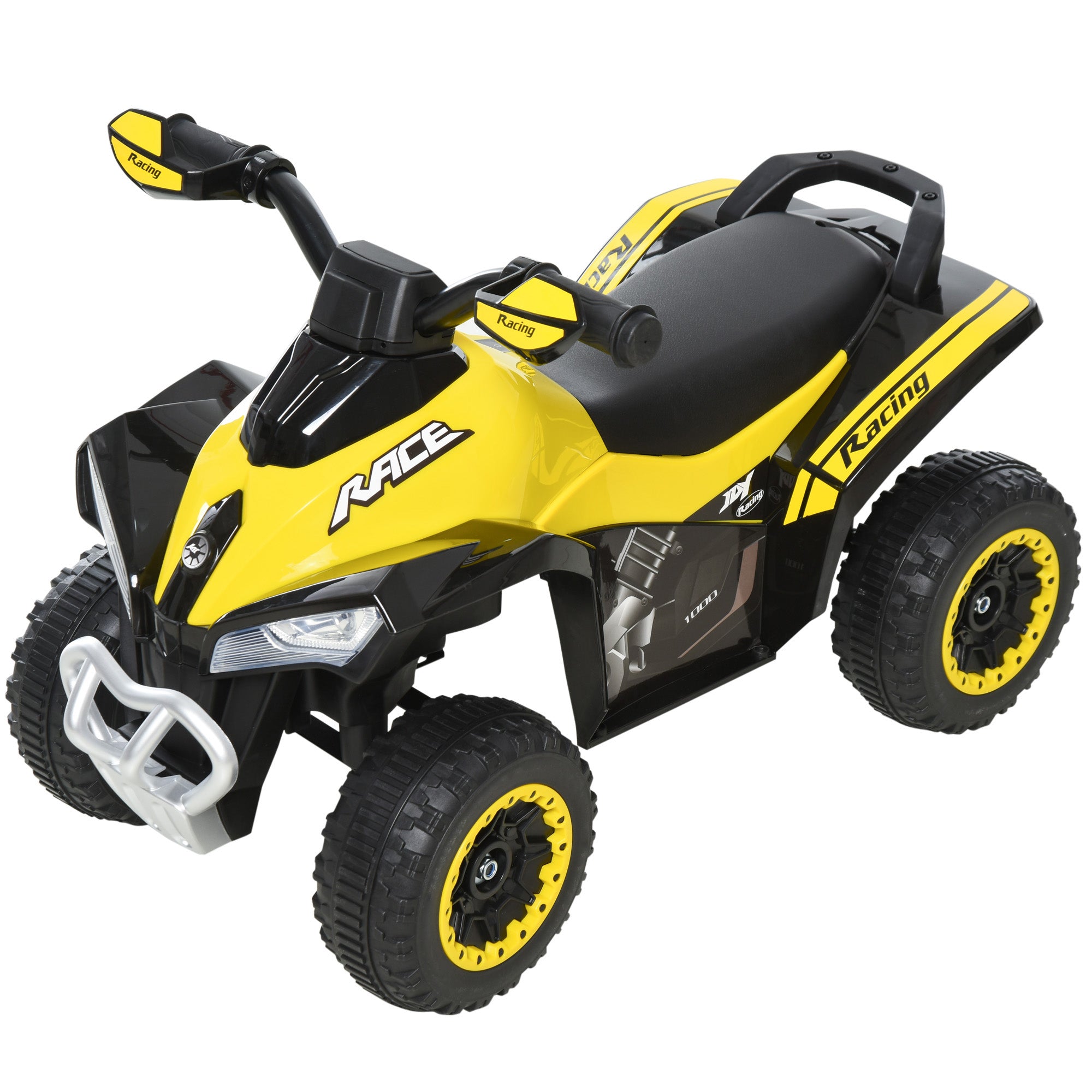 HOMCOM Kinder Rutschauto Tretauto mit Füßen rutschen Kinderauto Kinderfahrzeug für 18-36 Monate Licht Musik Kunststoff Stahl Gelb 67,5 x 38 x 44 cm