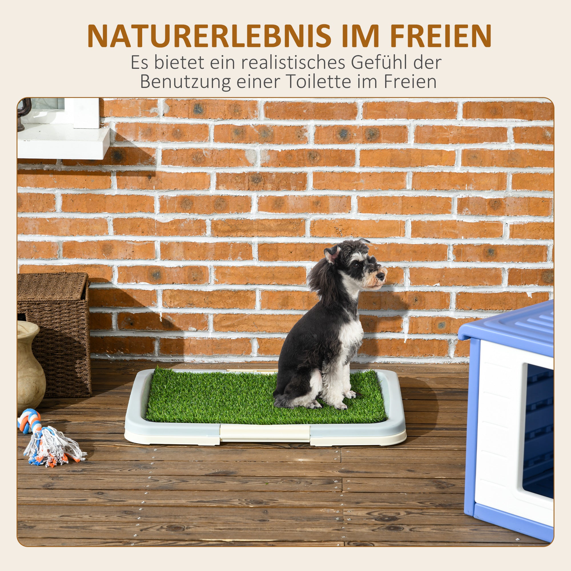 PawHut Hundetoilette Welpentoilette Hundeklo, 2 Lagen, Kunstrasen, wiederverwendbar, 63 x 48.5 x 6 cm, Grün + Weiß