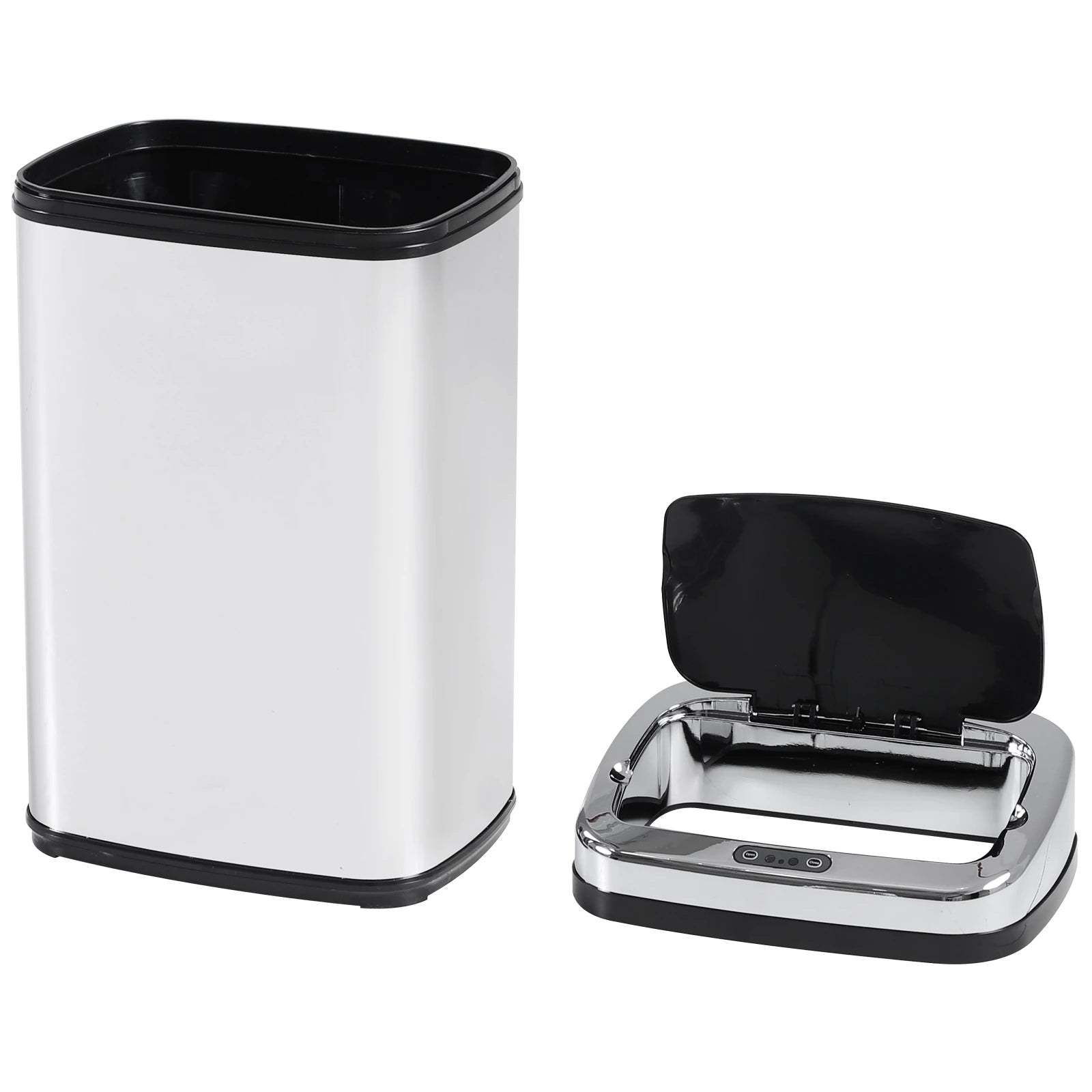 HOMCOM Edelstahl Automatik Sensor Mülleimer Abfalleimer IR Sensor mit/ohne Inneneimer rund viereckig (30L/viereckig)